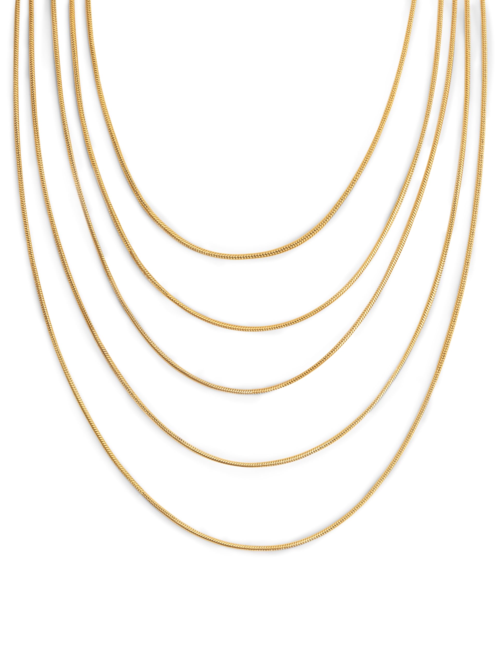 SINGULARU - Collana Cleopatra. Acciaio con Finitura Placcata Oro 18Kt. Collana con Cinque Catene. Lunghezza da 48 a 68 cm + 5 cm di Estensione. Gioielli per Donna