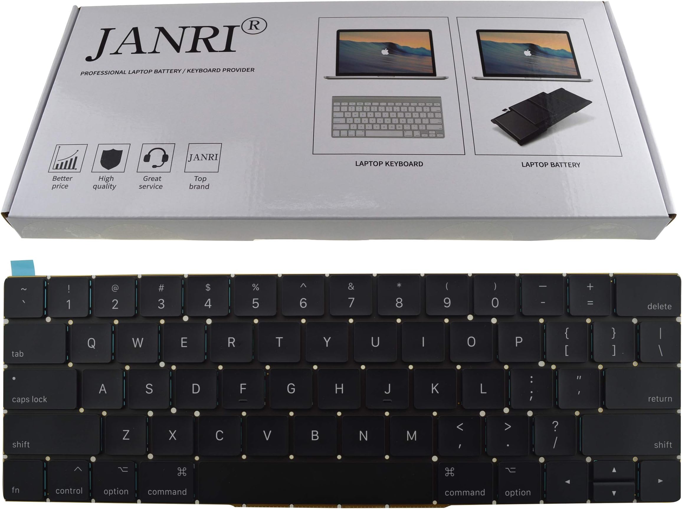 JANRI Replacement US Layout Keyboard for MacBook Pro 13" inch A1706 & MacBook Pro 15" inch A1707 Touch Bar (for Late 2016 mid 2017 Year)