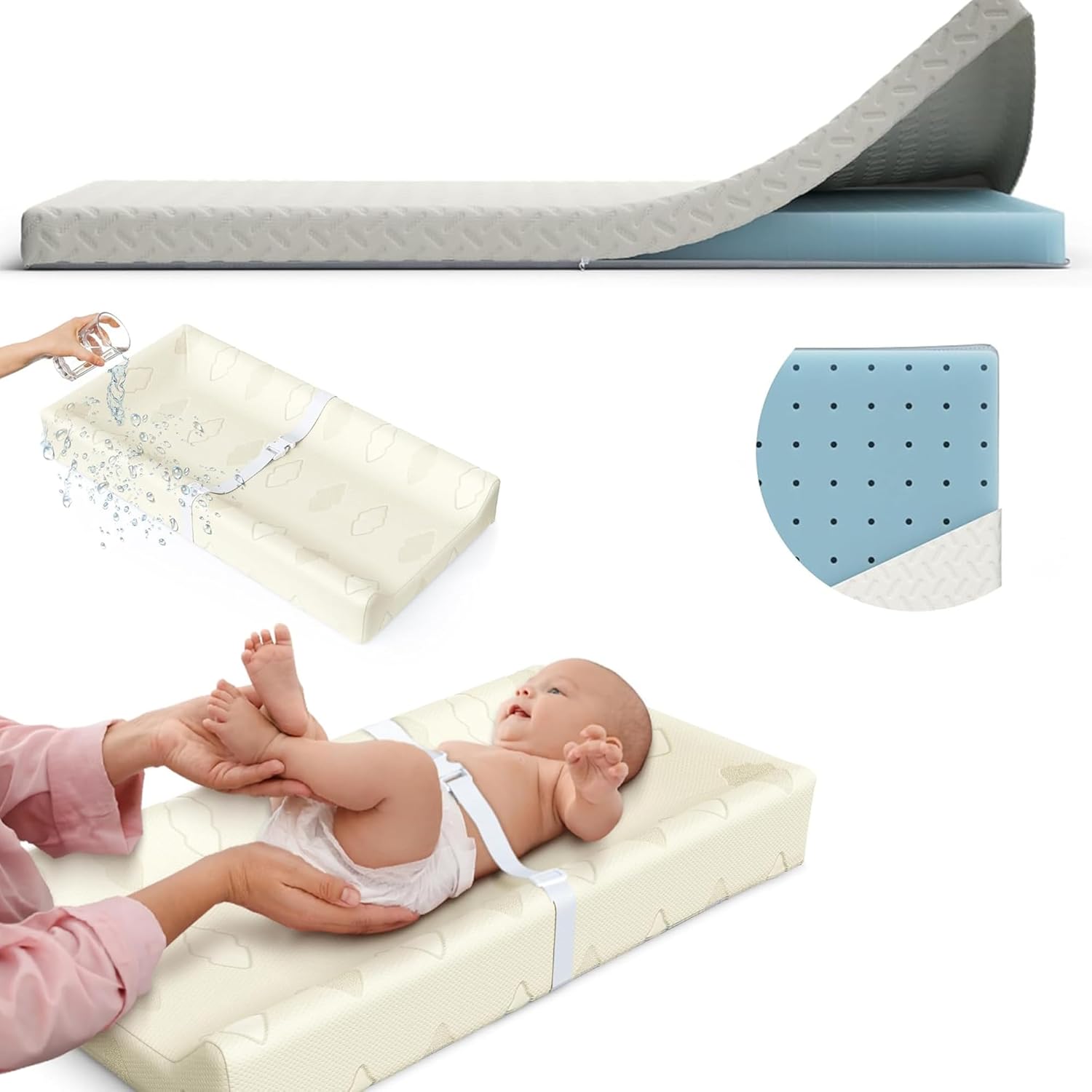 Organic Cotton Memory Foam Crib Mattress Topper + Baby
