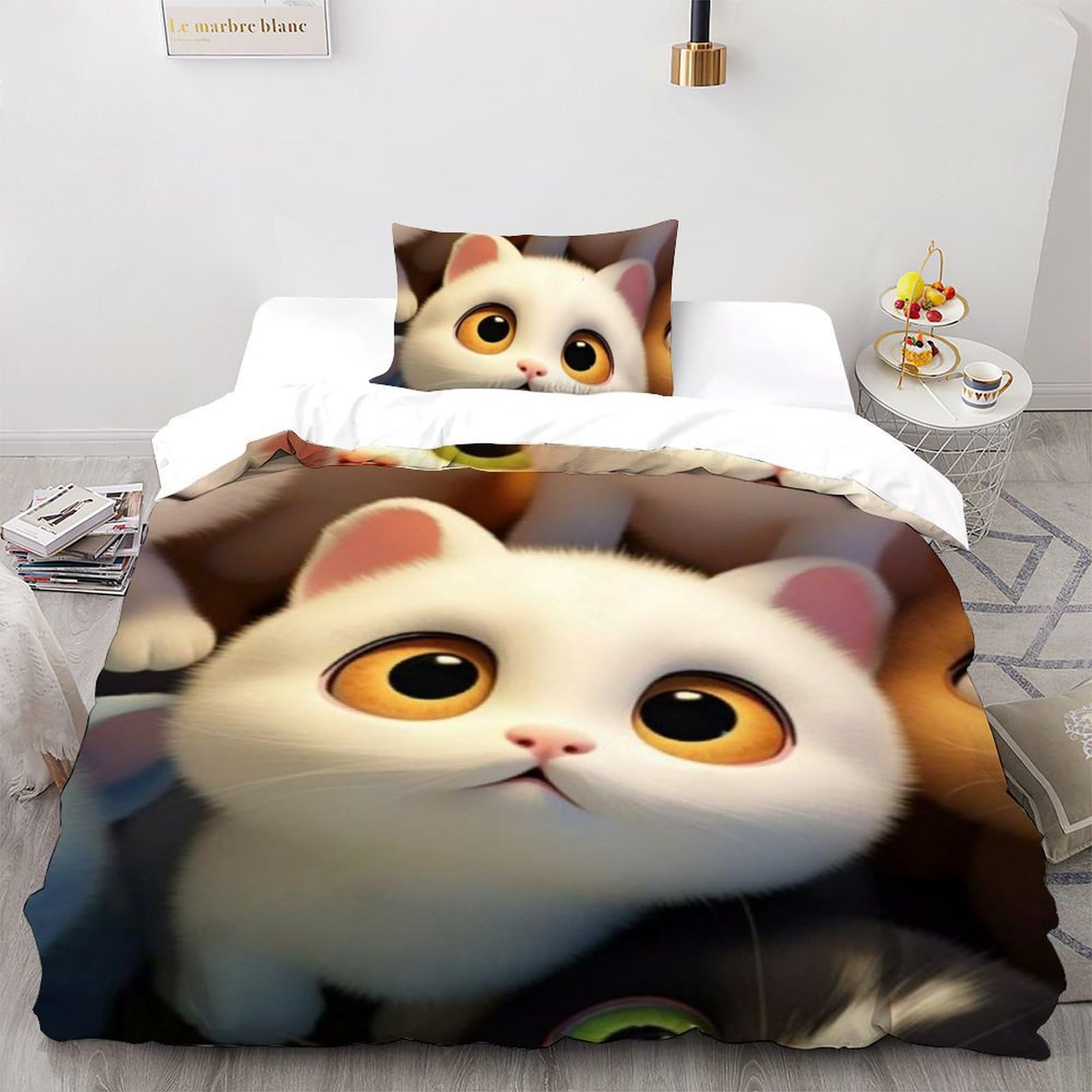 Housse de couette single microfibre imprimé 3D animaux 135x200cm