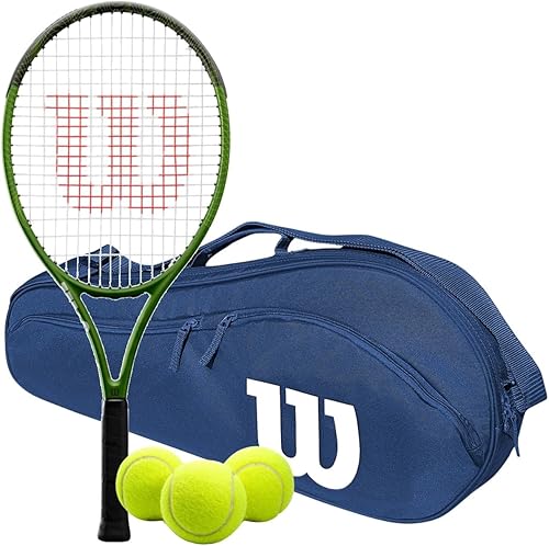Miniatura 9 de Wilson Blade Feel Comp Jr - Raqueta de tenis incluida con una bolsa de tenis o mochila y pelotas de tenis Bolsa verde Advantage,Mochila Navy