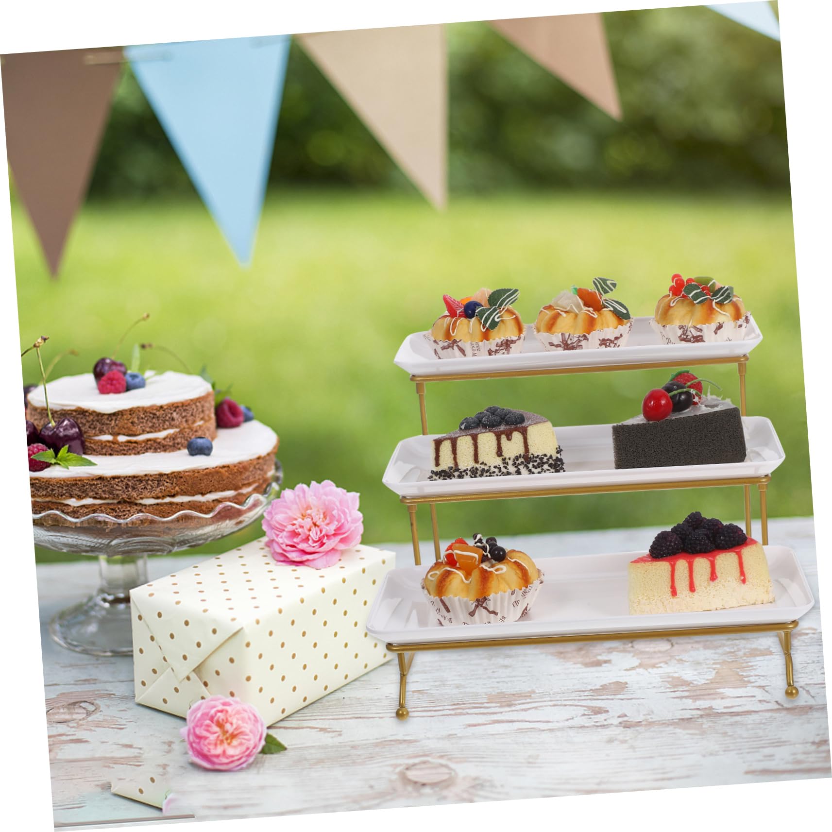 Soporte para bandeja de servir europeo, ligero, para cupcakes, frutas, postres, expositor estable para bodas, fiestas y eventos.