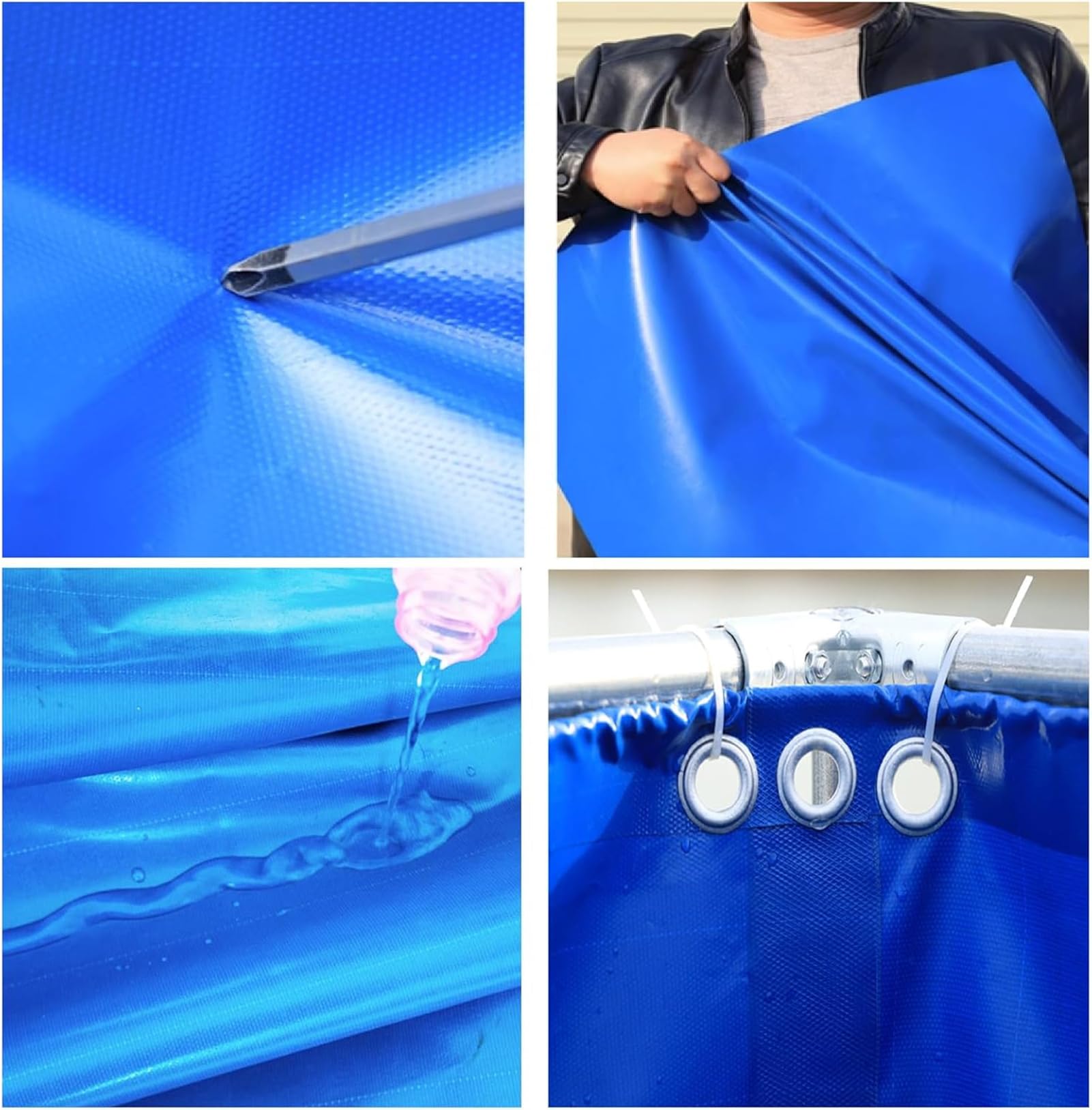 Laghetto portatile in tela con valvola di scarico, stagno da 0,5 mm, per pesci Koi e nuoto, 2 x 2 x 0,8 m