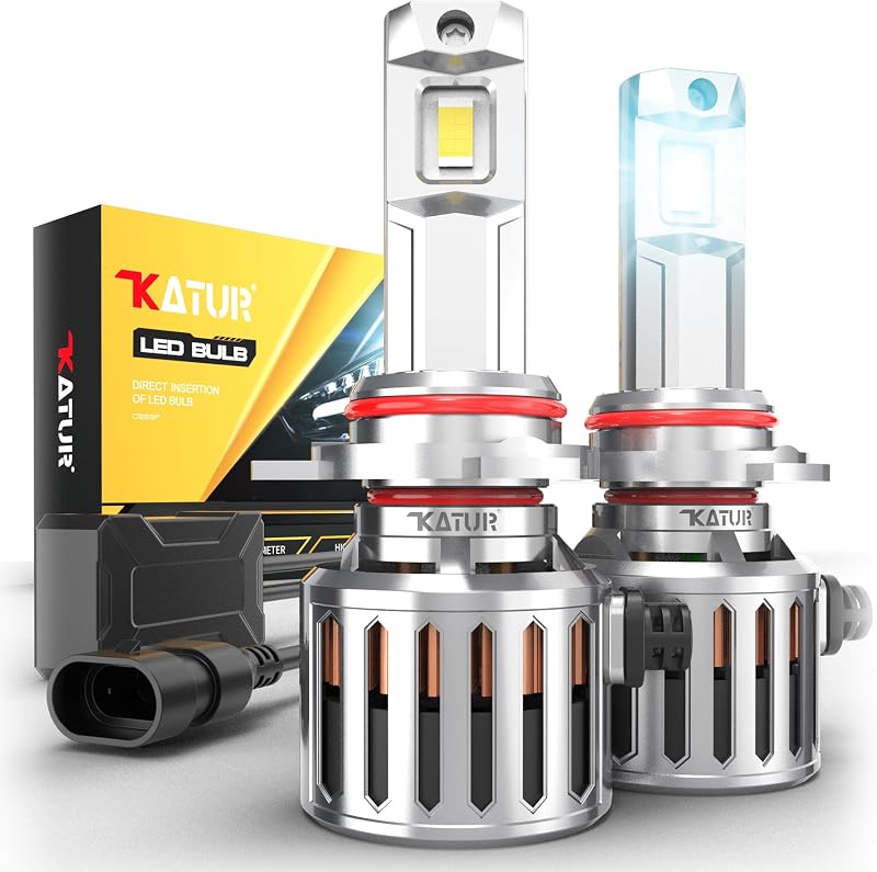 KATUR 2pcs HIR2 9012 Led Bulb, 200W 40000LM 6000K White 900% Brightness Super Bright 360 Degree Adjustable Beam Angle 12V 24V 9012 HIR2 LED Bulb Anti Error Conversion Kit