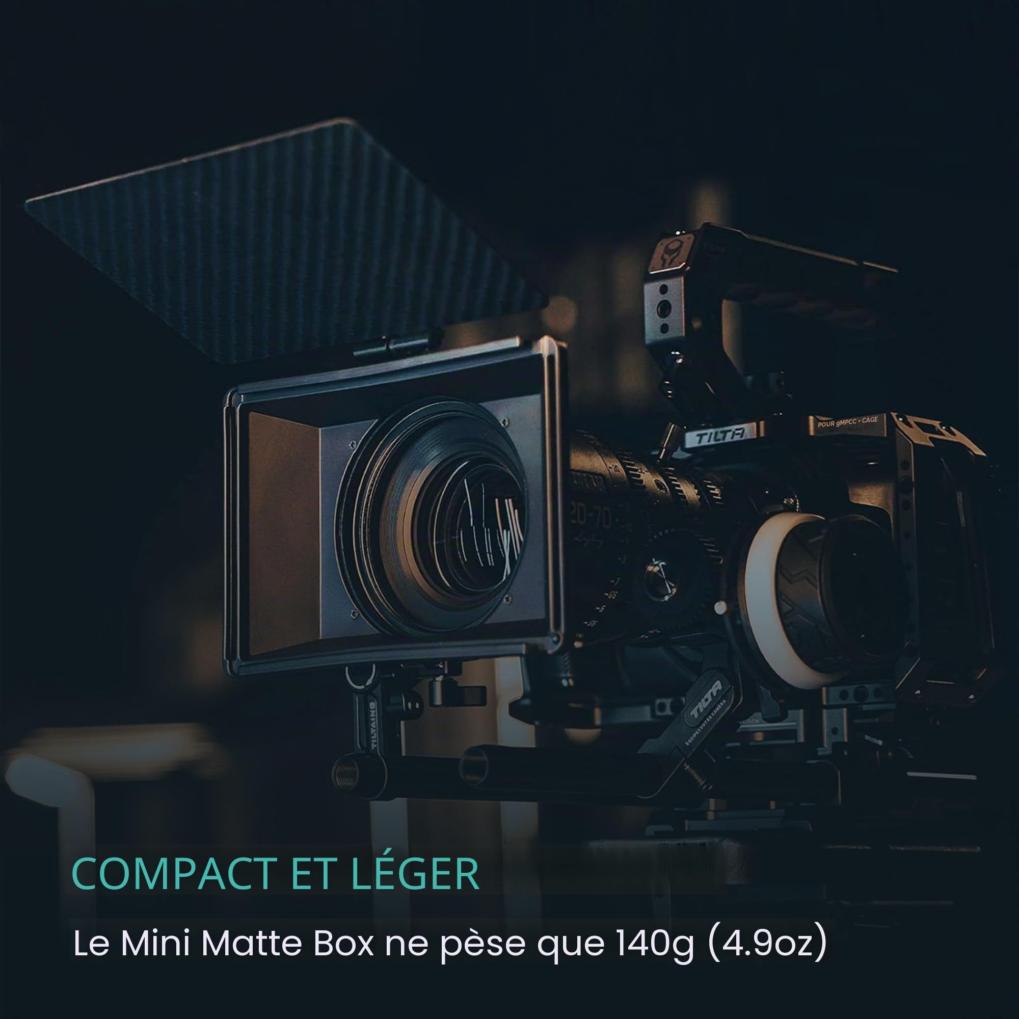 Tilta Mini Matte Box Cadre de Filtre 4x5.65 pour appareils Photo Reflex numériques sans Miroir, avec Bague Adaptateur d'objectif 67mm/72mm/77mm/82mm Support de Tige de 15mm Support léger MB-T15