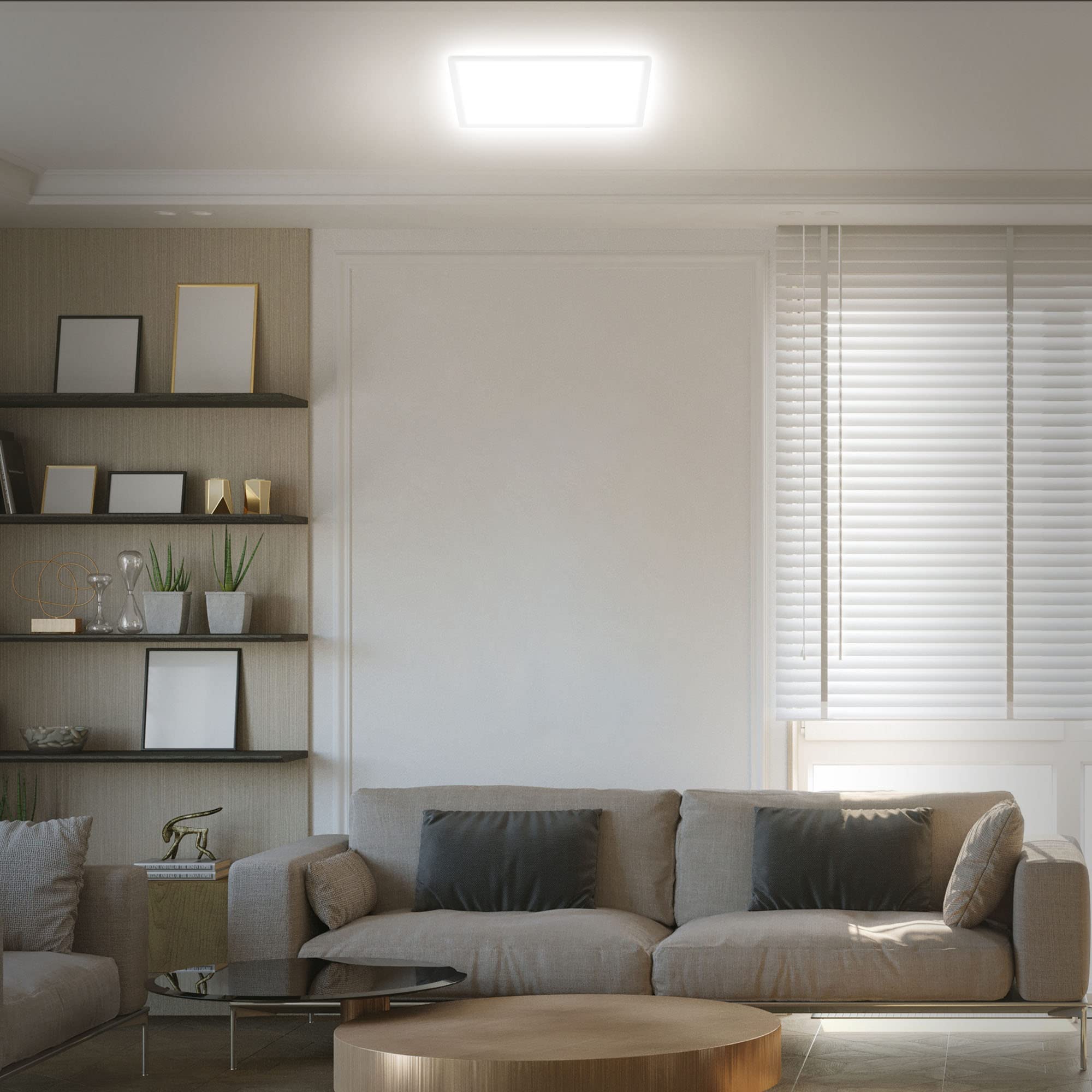 Plafoniera LED BRILONER 17,1W 3900lm – Lampada Soffitto Bianca Neutra Con Decoro Alluminio, Nichel Opaco, 38x6 Cm