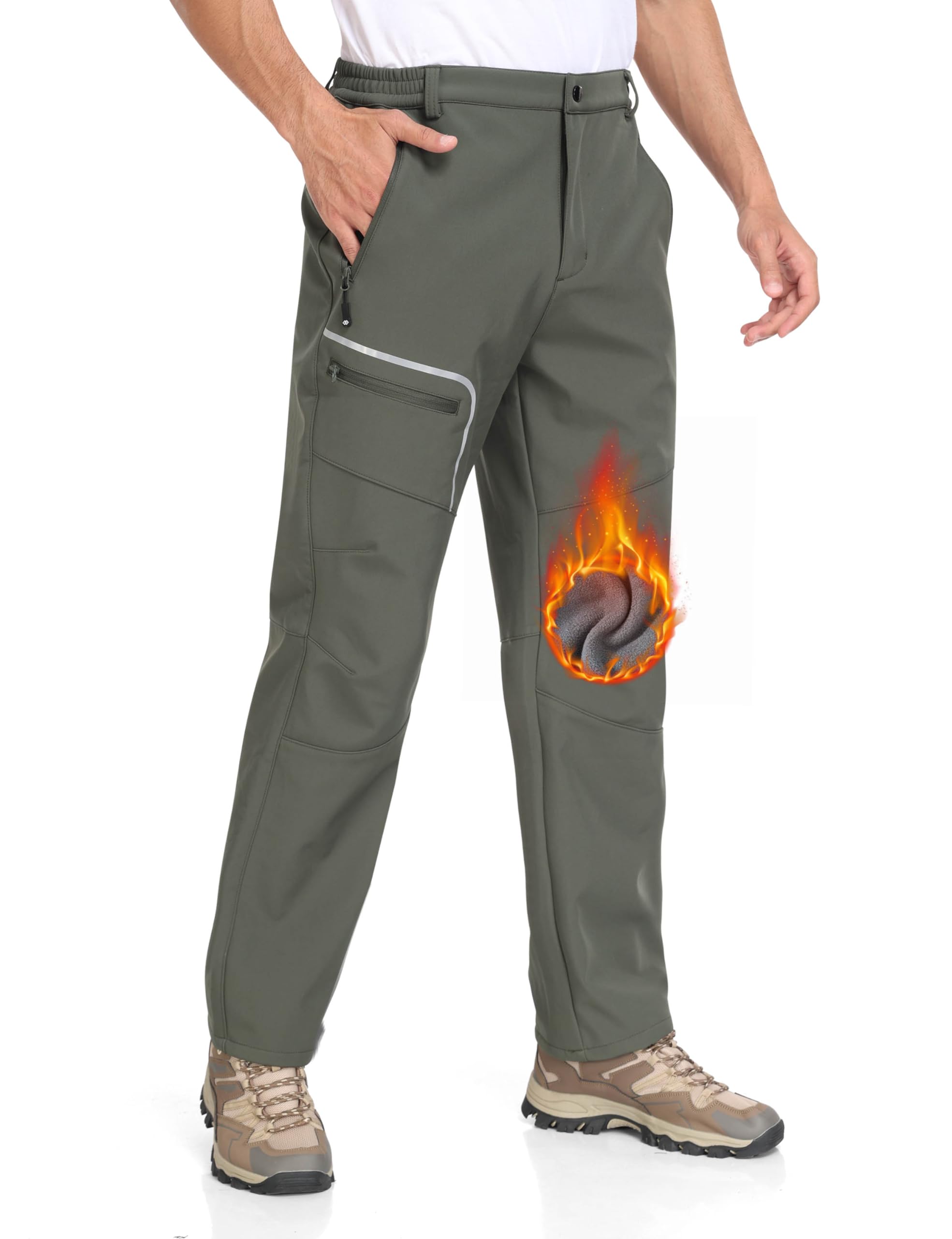 MoFiz Herren Wanderhose Warm Gefüttert Outdoorhose Wasserdicht Skihose Softshellhose Winddicht Arbeitshose für Winter