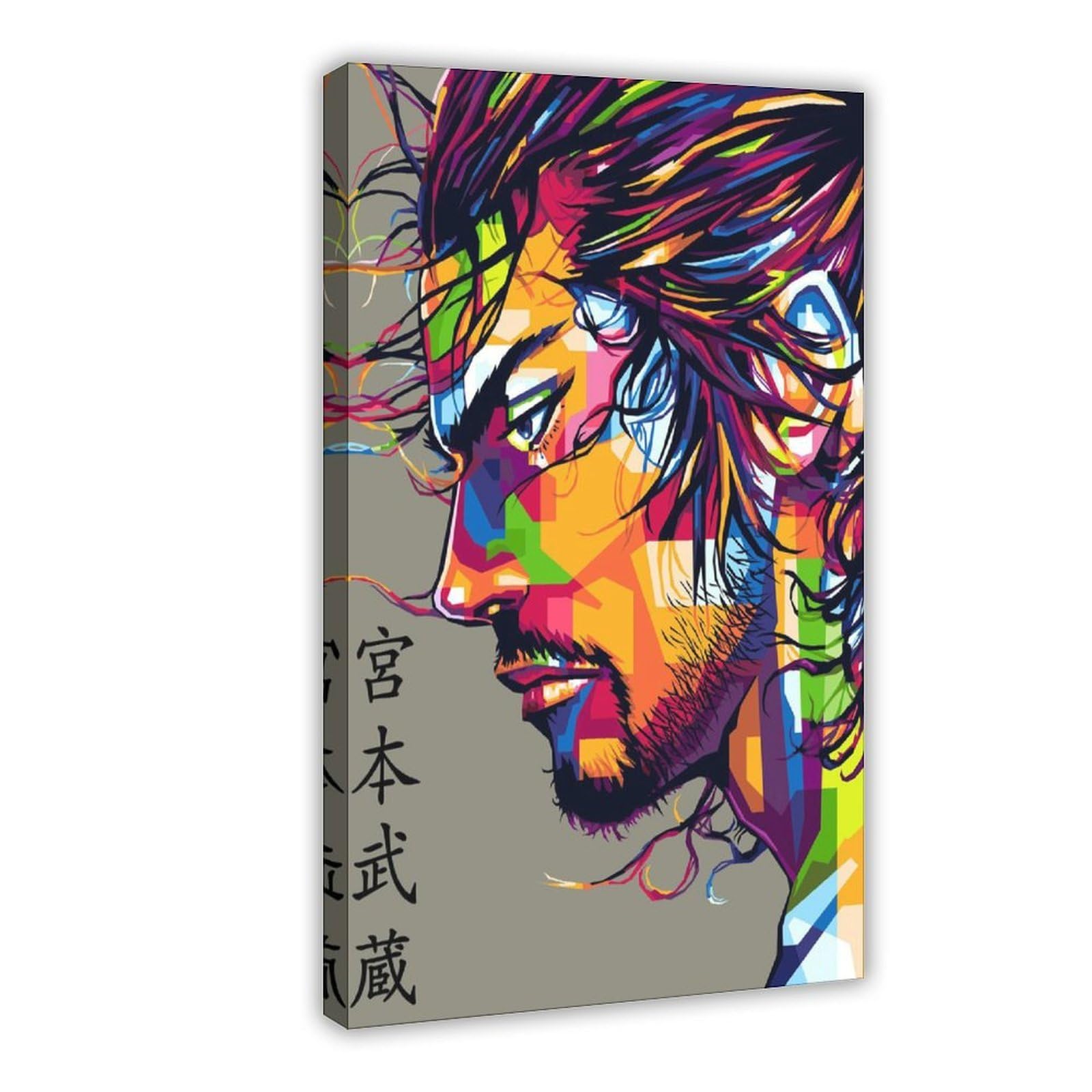 Qnvjqkdsi Frame Japanese Samurai Miyamoto Musashi (2) Canvas Poster Bedroom Decor Landscape Office Room Decor Gift 12" L X 18" W
