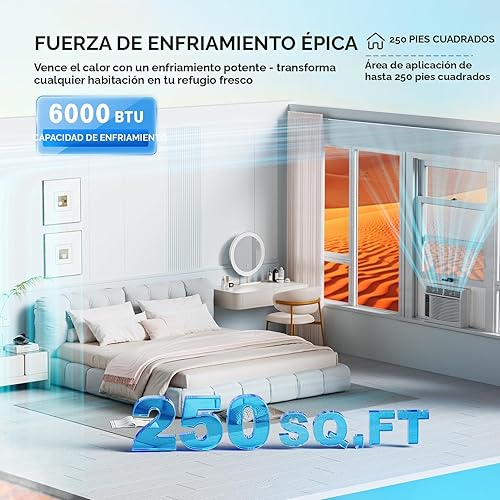 Miniatura 2 de ROVSUN - Aire acondicionado para ventana, ahorro de energía, con control remoto y función de temporizador, 110 V/60 Hz, color blanco