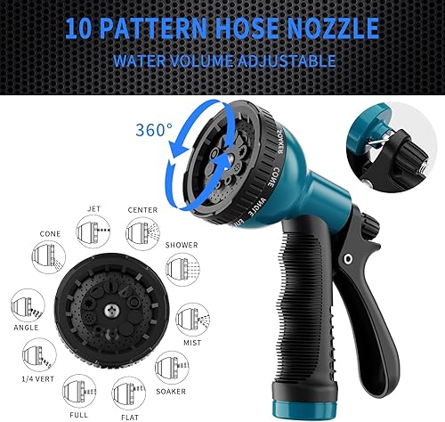 Miniatura 5 de Manguera de jardín EVA Recoil de 50 pies, manguera de jardín con boquilla de manguera de 10 patrones, manguera de agua flexible con conector de