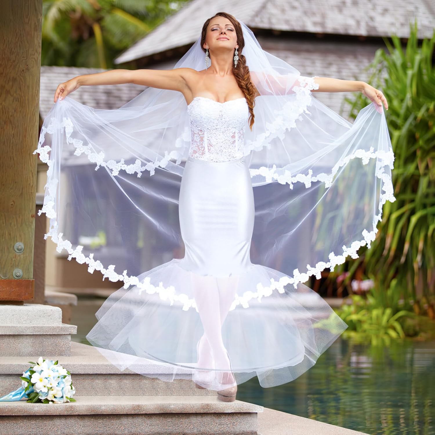 Amosfun Bridal Mermaid Fishtail Petticoat Slip Floor Length Underskirt Crinoline for Bride Women Wedding Dress White Tulle Petticoat - Image 9