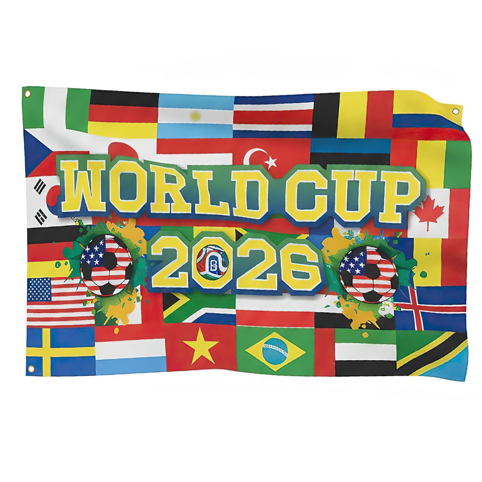World 2026 Football Flag Bunting, Football Fan Flag Bunting, World 2026 Footballs Party Decorations, for Garden, Street, Indoor & Outdoor Party Decor Sports Events, Family Gatherings & Living Room