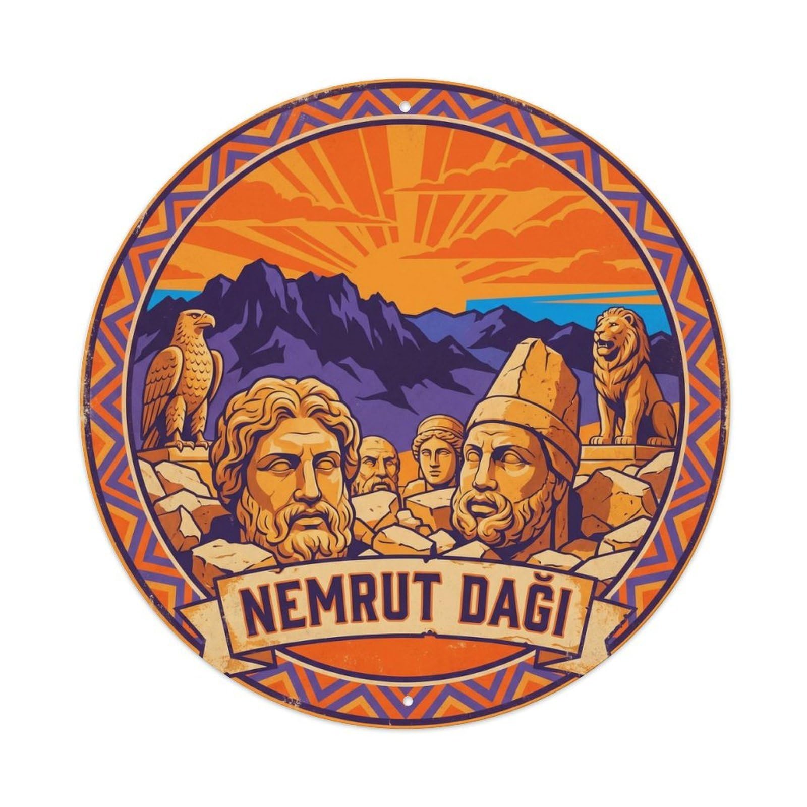 Nemrut Historic Turkey Culture Heritage Graphic Metal Tin Sign