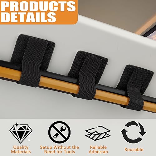 Miniatura 3 de 50 Pack Hook and Loop Cable Ties, Self Adhesive Hook and Loop Cable Straps, Under Desk Cable Management, Sticky-Back Cord Organizer for Desk