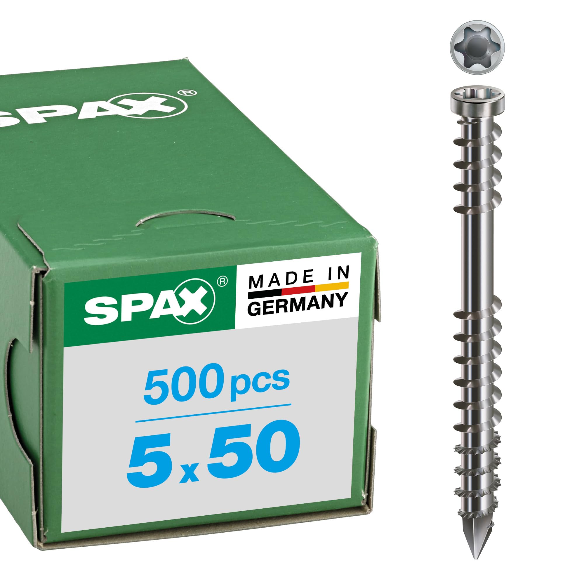 Vis SPAX ZylKo T-​STAR+ 50x50/​225 A2 Filetage fixe (Par 500)