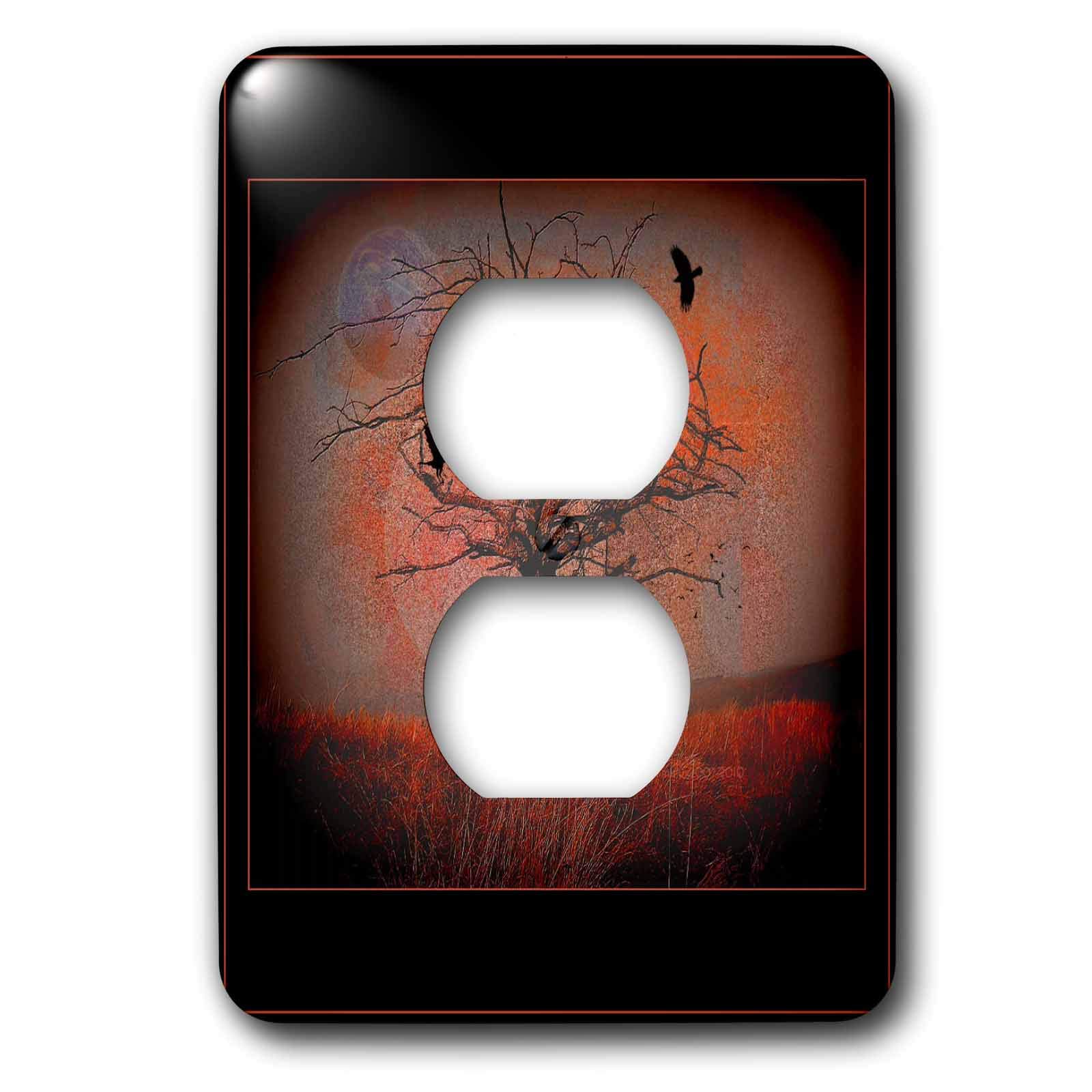 Coucher de soleil silhouette paysage fantastique plaque double prise pour salon et chambre