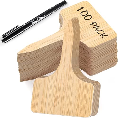 VITEVER 100pcs Plant Labels, T-Type Plastic Tags with Marker Pen,