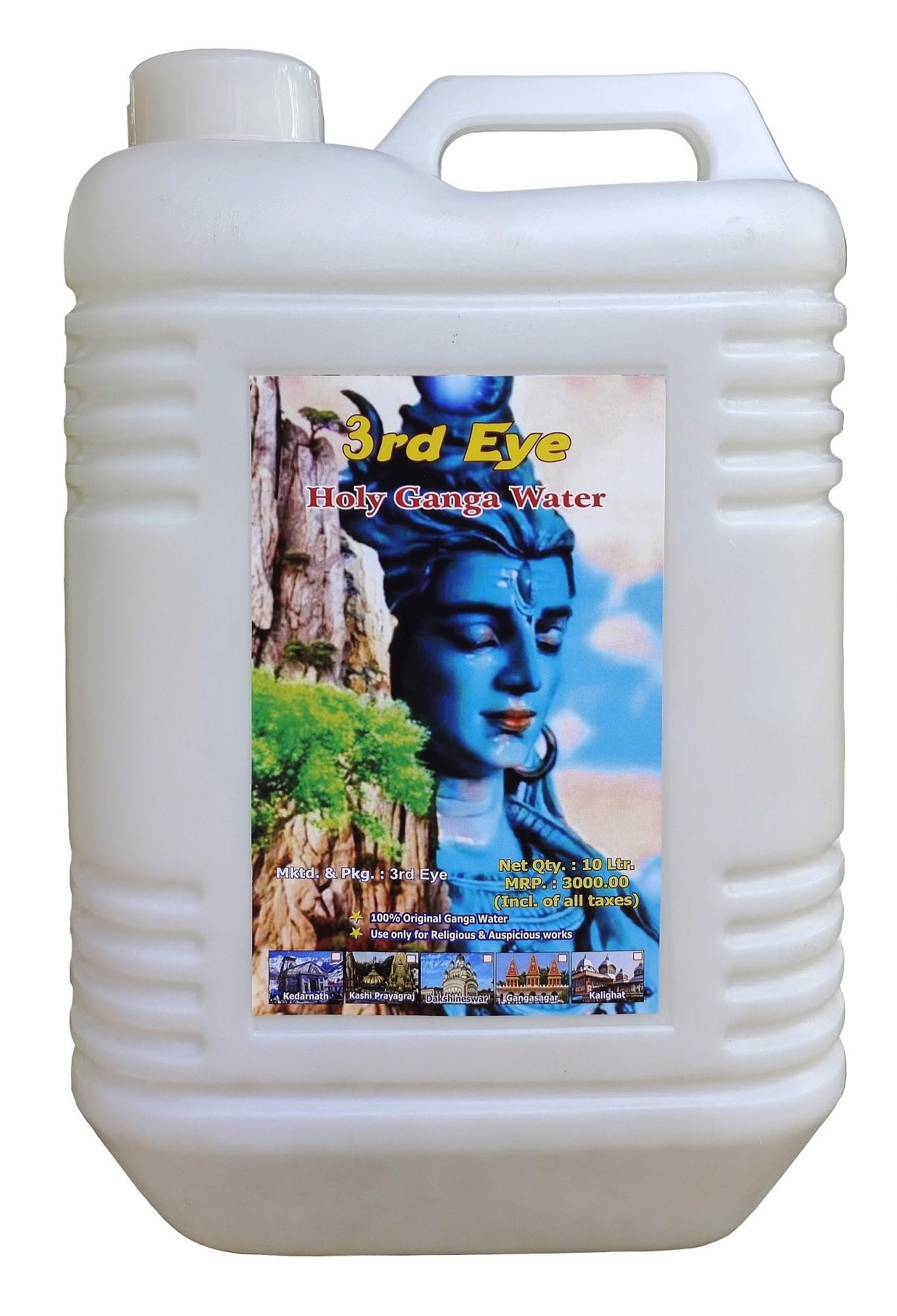 3rd Eye 10 Litre Kedarnath Ganga jal for Puja & Auspicious Works | Hand Collected(Unfiltered) | [Model: Ked_New_Med_10L]