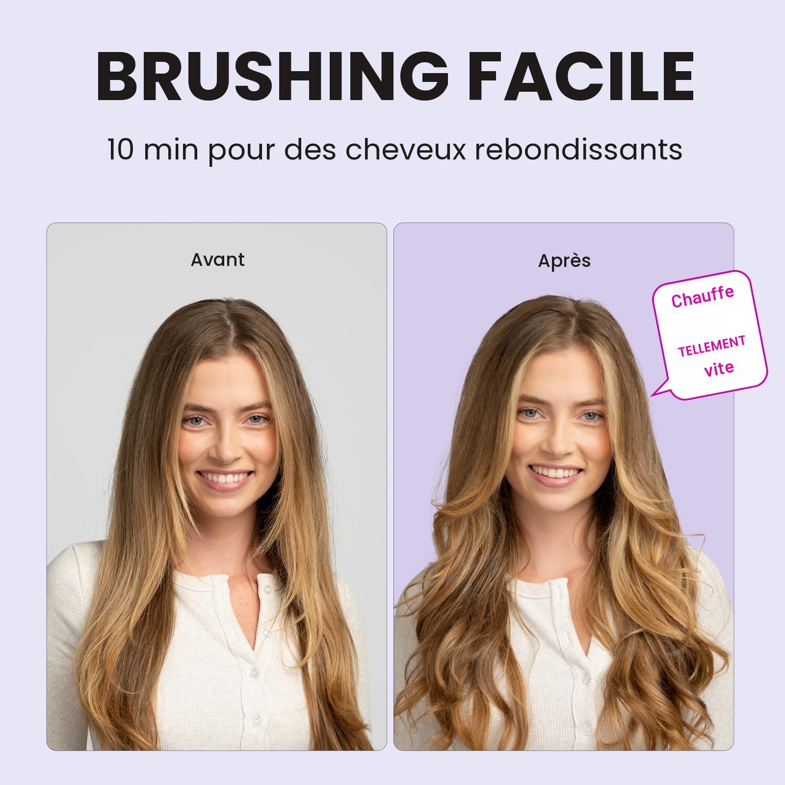 Wavytalk Brosse thermique, 3,8 cm, brosse ronde chauffante pour un look éclatant, double tension, rose, sakura, céramique tourmaline, technologie ionique négative, 5 réglages de température