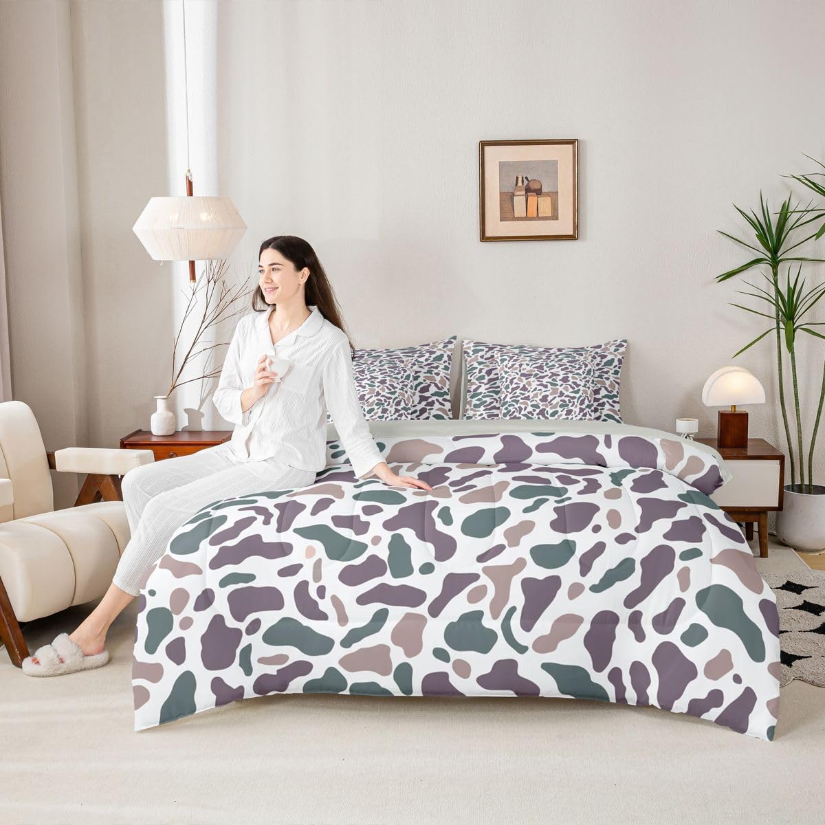 Feelyou Camo Comforter Set with Sheets 7 Piece Twin Size Green Brown Camouflage Bedding Set for Kids Boys Girls Wild Hunting Bed in a Bag Farmhouse Cabin Rustic Room Decor Animal Soft Lightweight