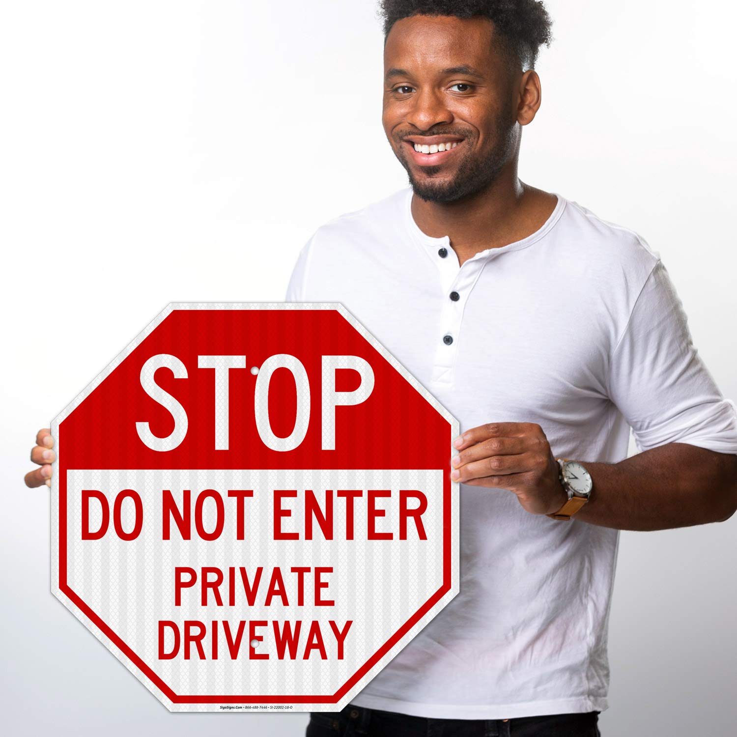 Private Driveway Sign, Do Not Enter Sign, 18x18 Inches, 3M EGP Reflective .063 Aluminum, Fade Resistant, Indoor/Outdoor Use, Made in USA