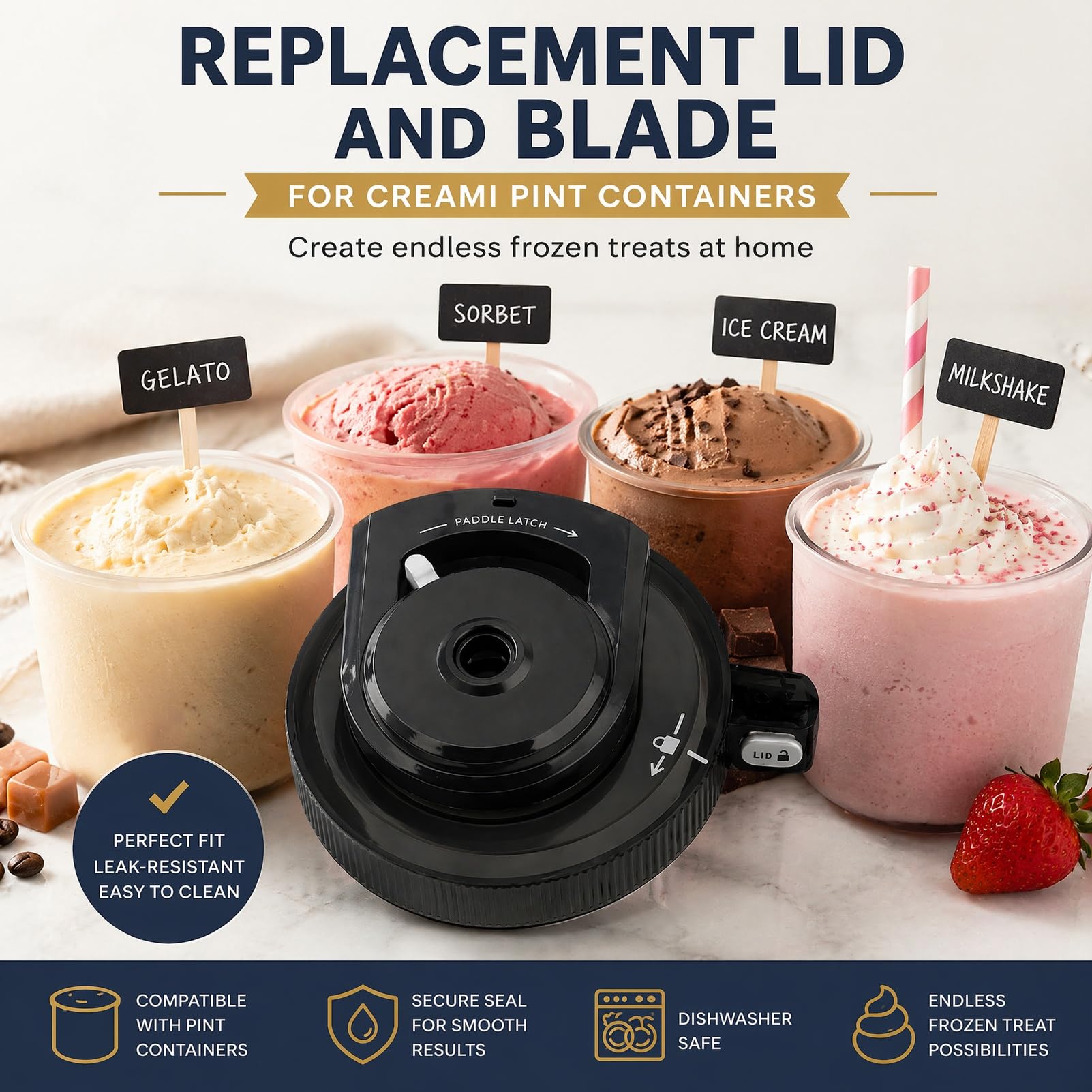 Tapa exterior de repuesto para Ninja Creami Deluxe NC500 NC501 | Funda reutilizable a prueba de fugas (sin paleta), sin BPA y apta para lavavajillas