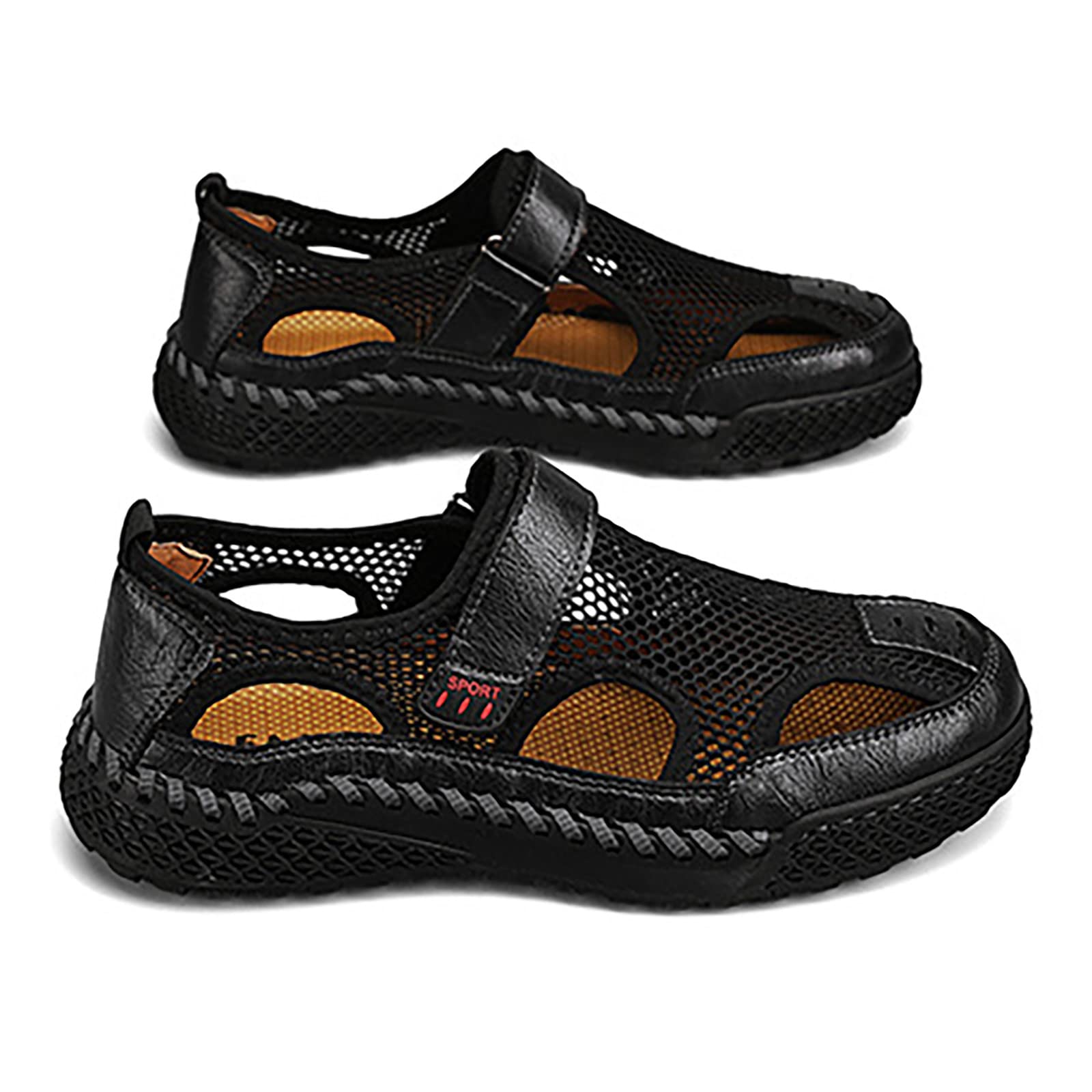 Sandali Uomo Estivi Trekking, Sandalo Uomo Estivo In Pelle, Sandali Estate Traspirante Tendenza Versatile Scarpe Spiaggia Grandi Fatte A Mano All'Aperto A Rete Sandal Sandalo Sandals Men Sandalias