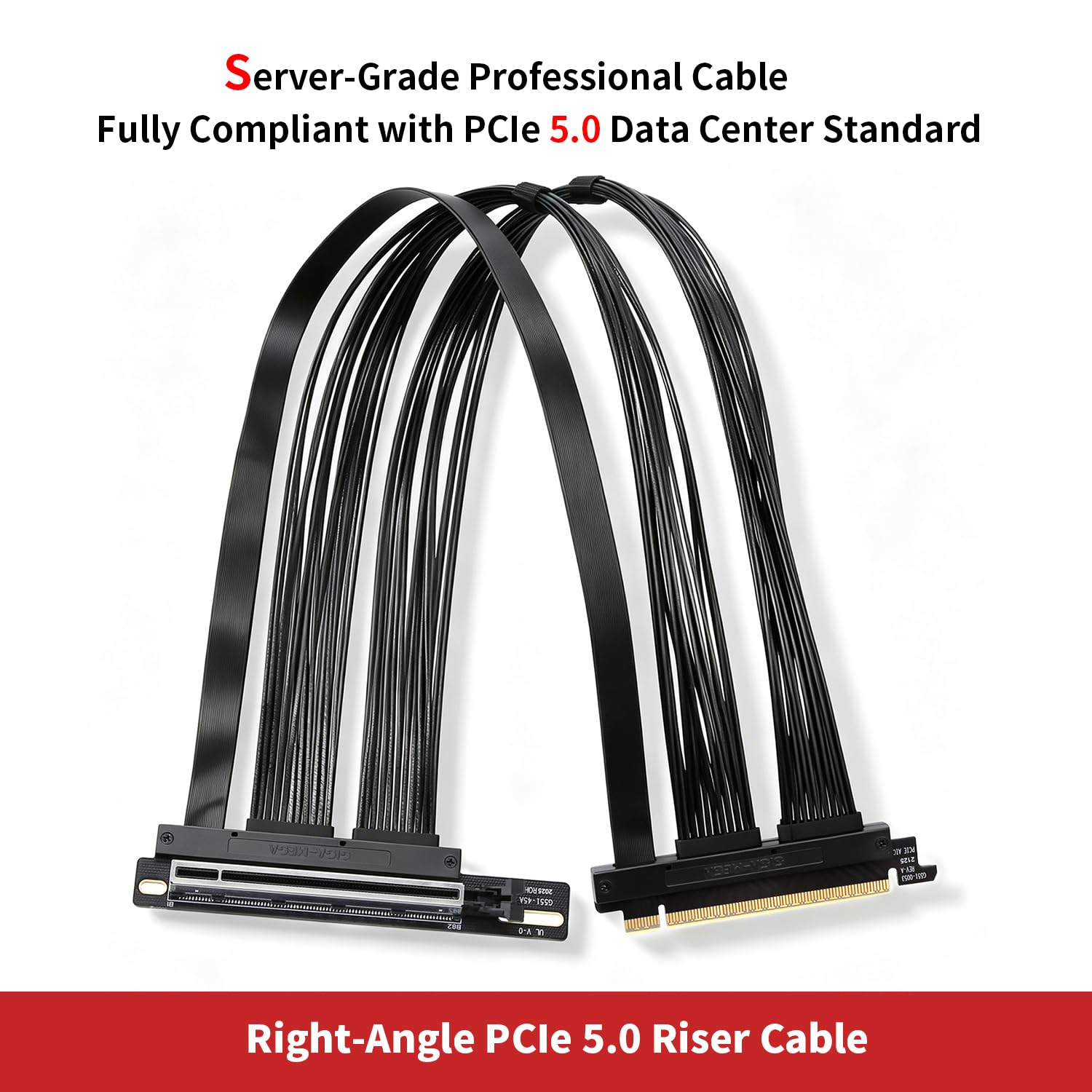 Cavo riser PCIe 5.0 X16 ad angolo retto a sinistra, cavo flessibile dritto per server AI, lunghezza 50-60 cm, bianco e nero (bianco, angolo retto, 50 cm)