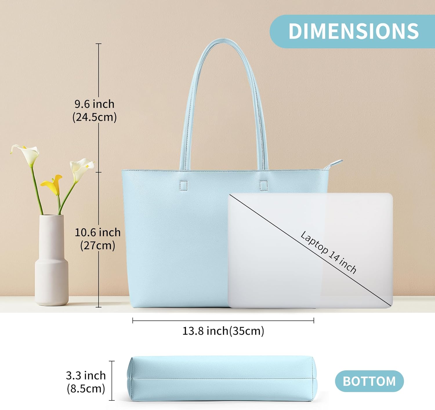 KALIDI Tote Bag Zipper Shoulder Bag Faux Leather Purses Satchel for Women Casual Handbag Work Dating College - Image 5