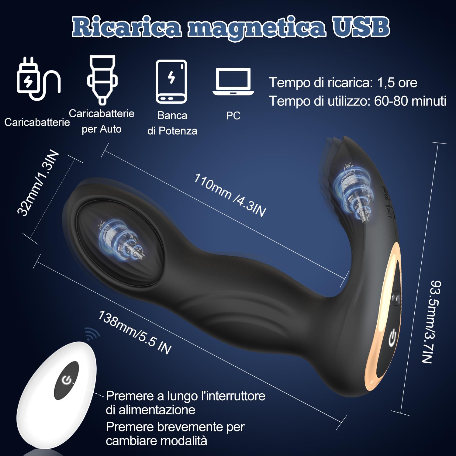 Vibratore Plug Anale-Dilatatore Donna Vibratoreper Donna Professionale Clitoride Vibratori Squirting con Telecomando App da telefono Sex Toys Prostata Vibratore per Uomo Sexytoysys Coppia (Nero Blu)