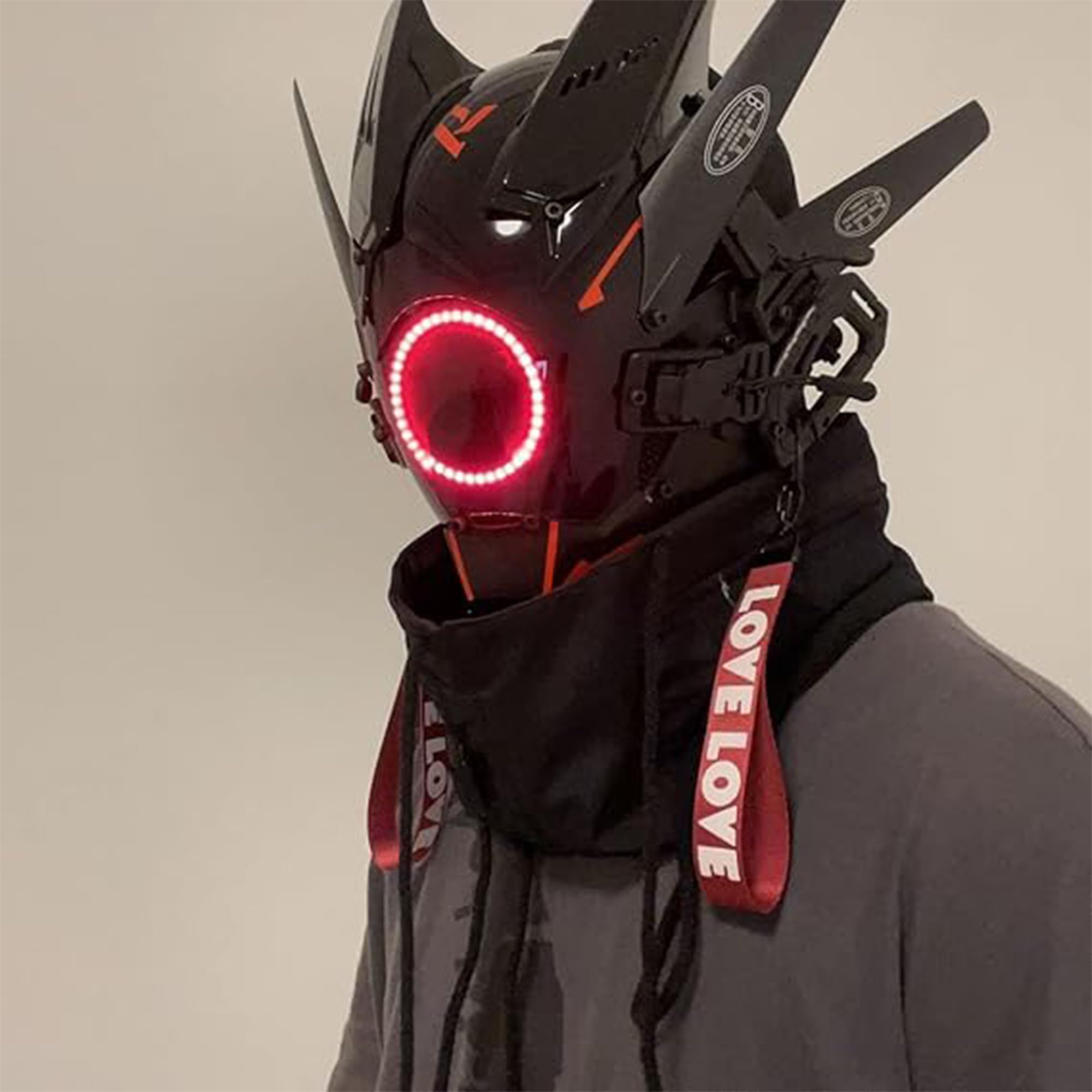 Masque punk pour adulte - Masque de samouraï cool - Casque gothique futuriste - Accessoire d'Halloween - Pour fête de musique et festival