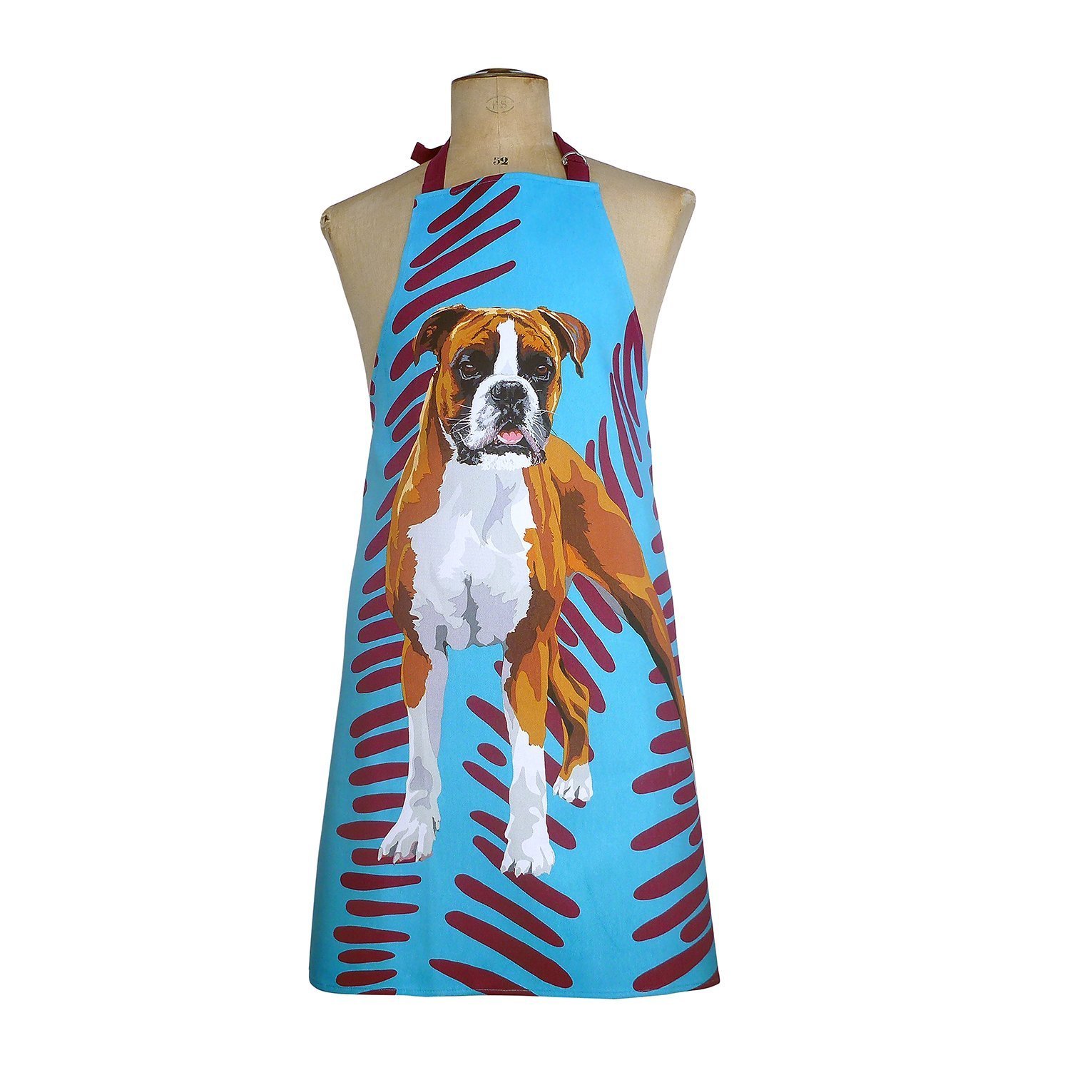 Leslie Gerry Red Boxer Kitchen Apron By