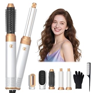 5 in 1 Hair Styler, Magic Styler, 1000W Hair Dryer Brush for Hair Styling, Hot Air Brush with Auto Wrap Air Curler Wand, Hair Straightener Brush, Round Brush Hair Dryer for Volumise, Curls, Style - Amazon product rated Grade B