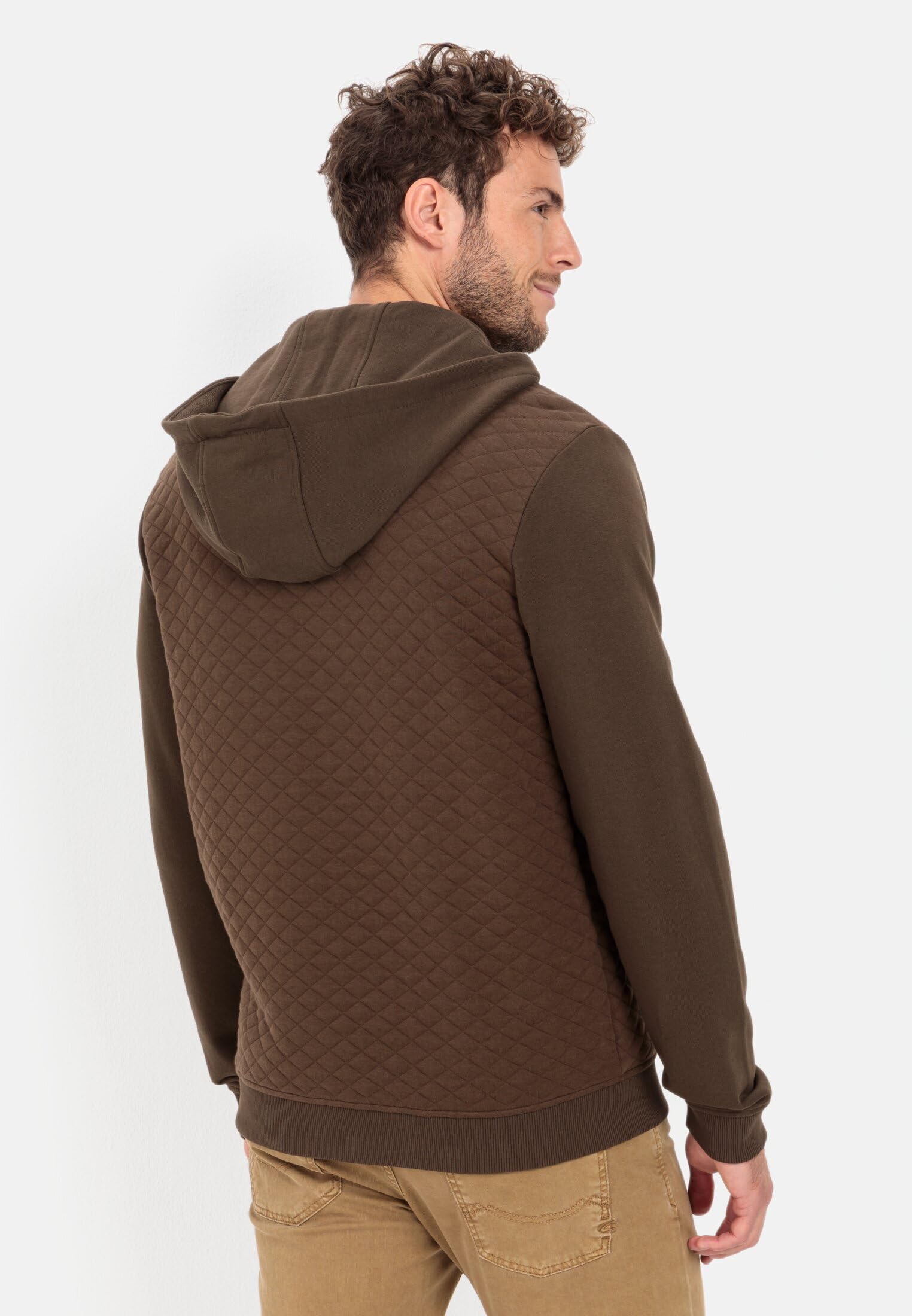 camel active Herren Gesteppte Sweatjacke mit Kapuze