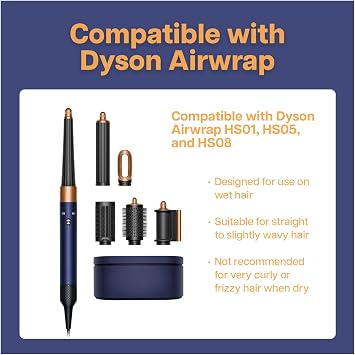Hair Straightener Attachment for Dyson Airwrap by MMOBIEL – Compatible with HS01, HS05 & HS08 – Airflow Hair Styler for Drying & Smoothing Wet Hair, (Blue)