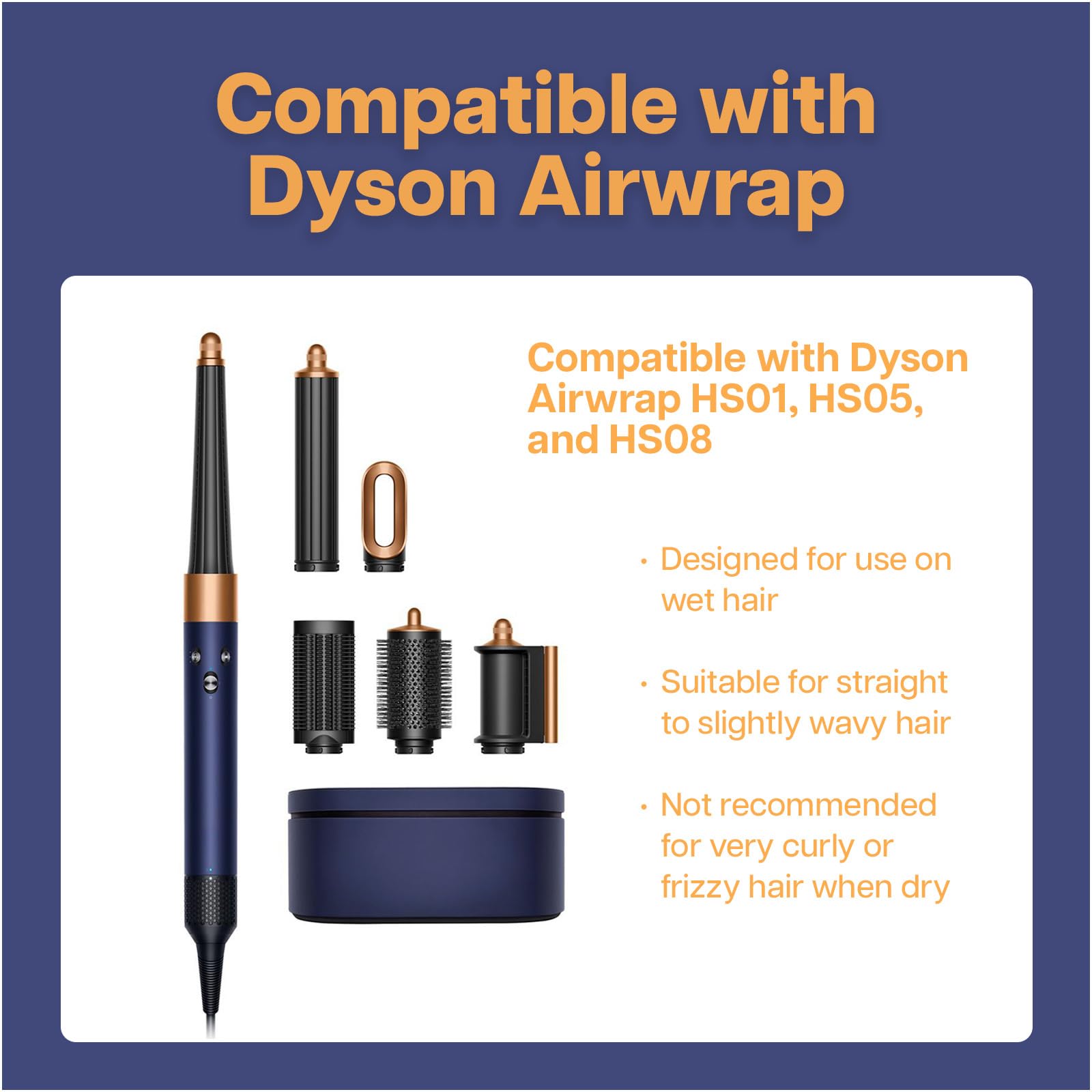 Nakładka Prostownicy do Dyson Airwrap od MMOBIEL – Kompatybilna z HS01,HS05 & HS08 – Prostownica Airflow do Suszenia & Gładzenia Wilgotnych Włosów, Bez Płyt, Zmniejsza Puszenie & Łamliwość – Niebieska
