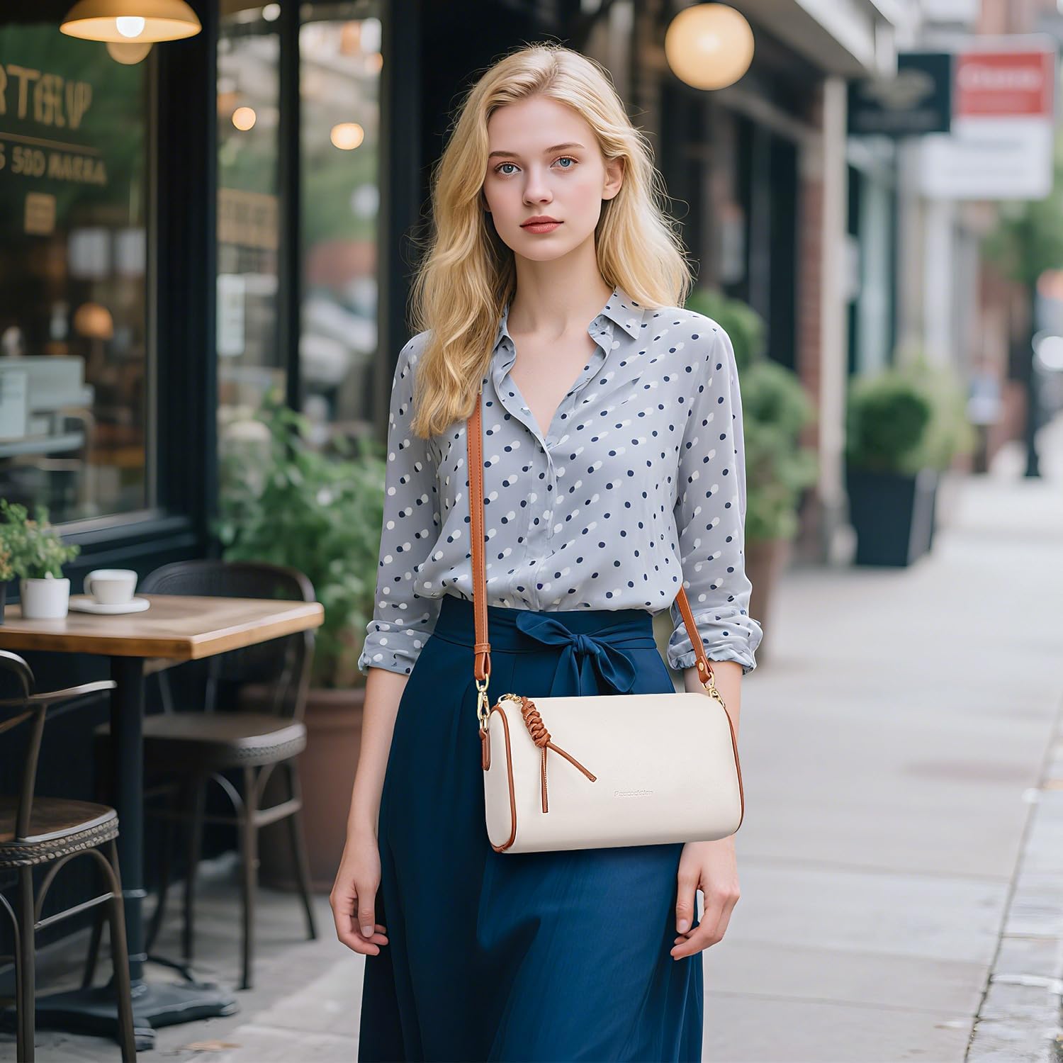 Peacocktion Crossbody Barrel Bag for Women Trendy Designer Vegan Leather Purses with Adjustable Strap