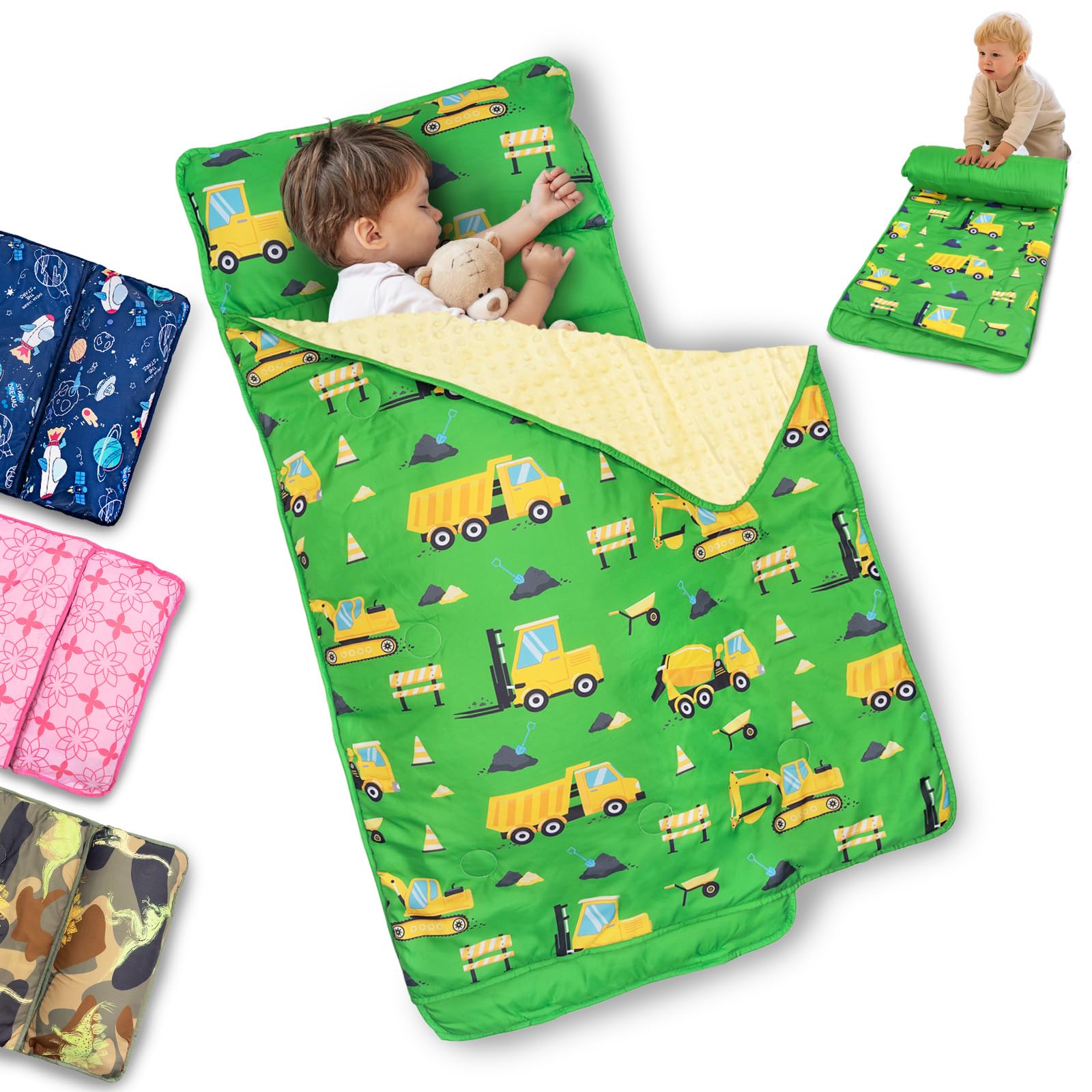 Primlect Toddler Nap Mat with Pillow, Roll Up Extra Large Sleeping Bag