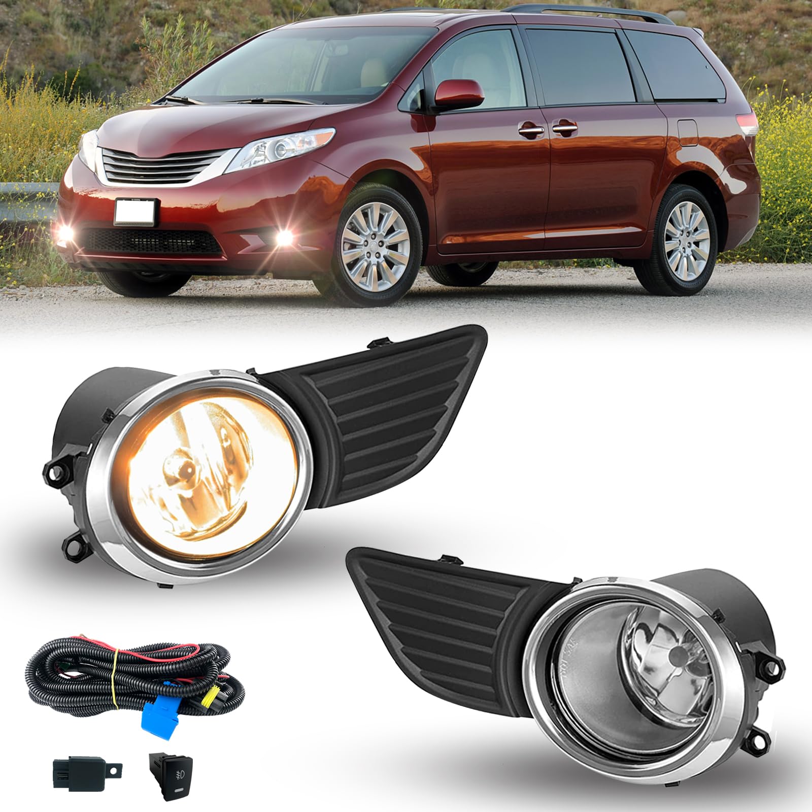 Fog Lights Compatible with 1999-2002 Chevy Silverado 1500 2500/2001 2002 Silverado 1500HD 2500HD 3500/2000-2006 Tahoe Suburban 1500 2500(Clear Lens) — view 36
