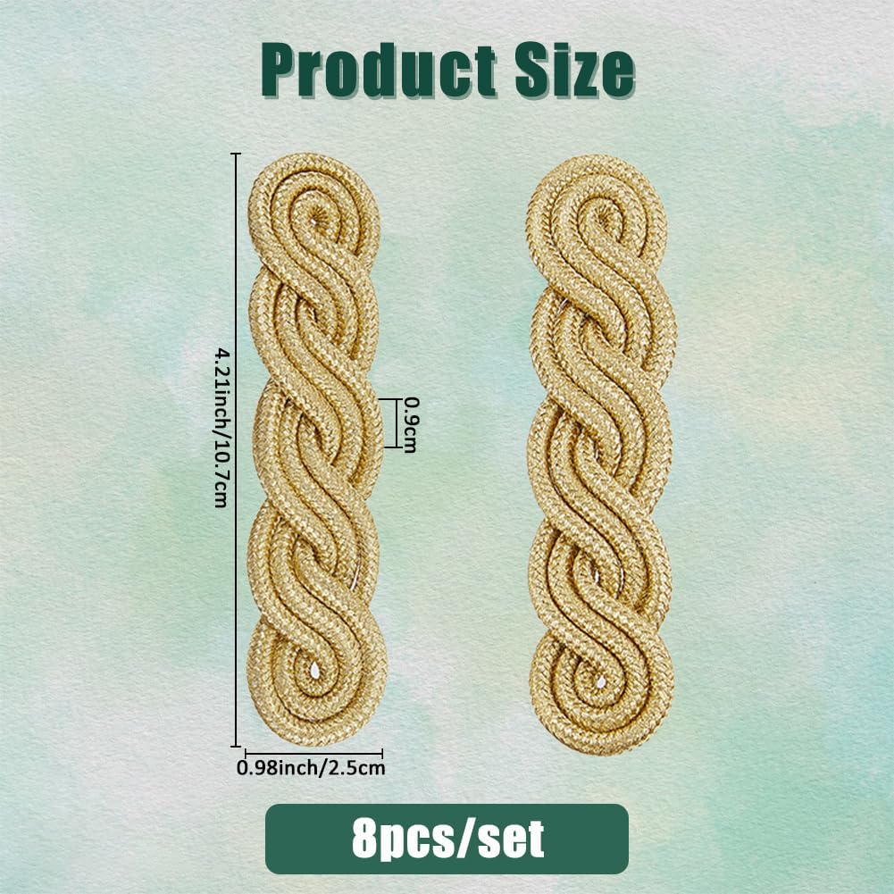 SUPERFINDINGS 8PCS Braid Shoulder Boards 10.7x2.5cm Narrow Gold Cord Epaulettes Shoulder Epaulettes Polyester Epaulet Boards for Military Uniform Costume Cosplay Clothes Accessories