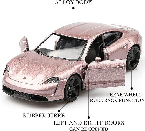 Miniatura 3 de Modelos de automóvil Porsche Taycan a escala 136, vehículos de tracción hacia atrás, auto de juguete Porsche, regalos de autos para niños y niñas