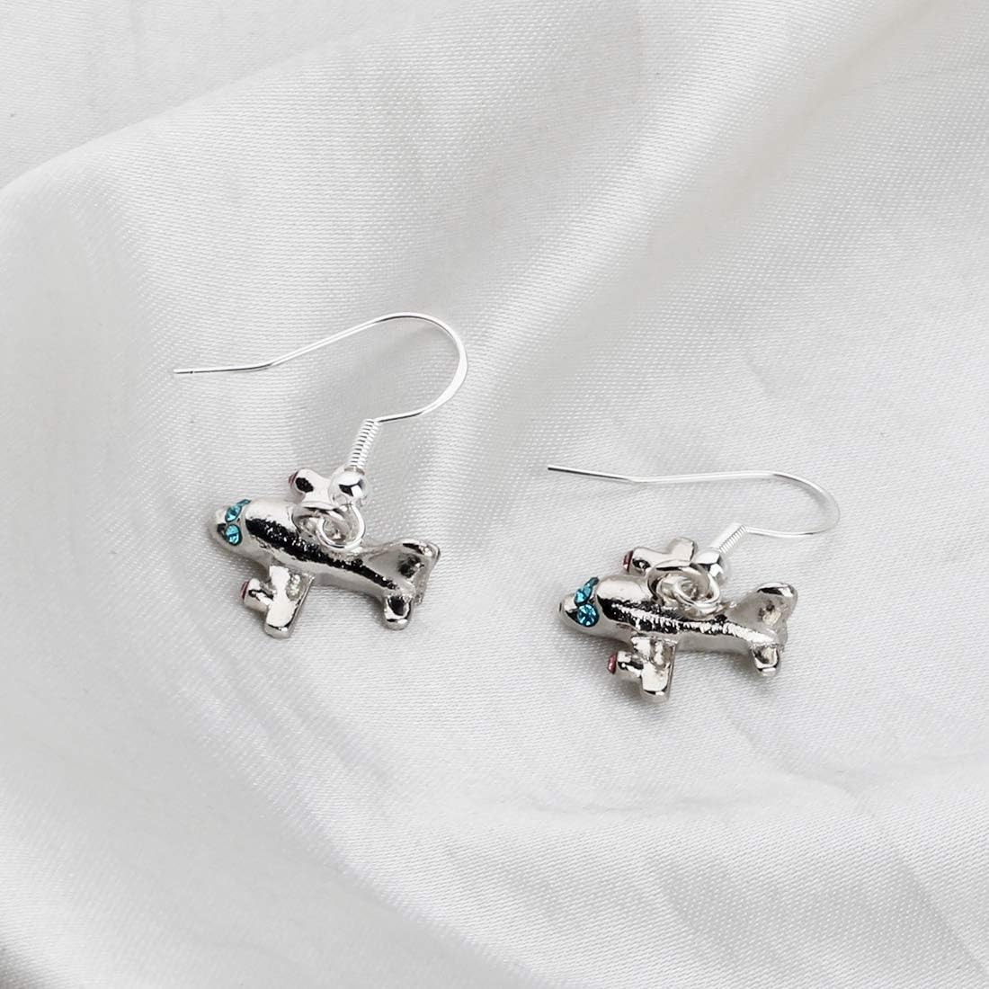 CENWA Tiny Airplane Earrings Aircraft Zircon Pendant Earrings Flight Attendant Jewelry Pilot Gifts for Aviation Traveler Flight Attendant - Image 3