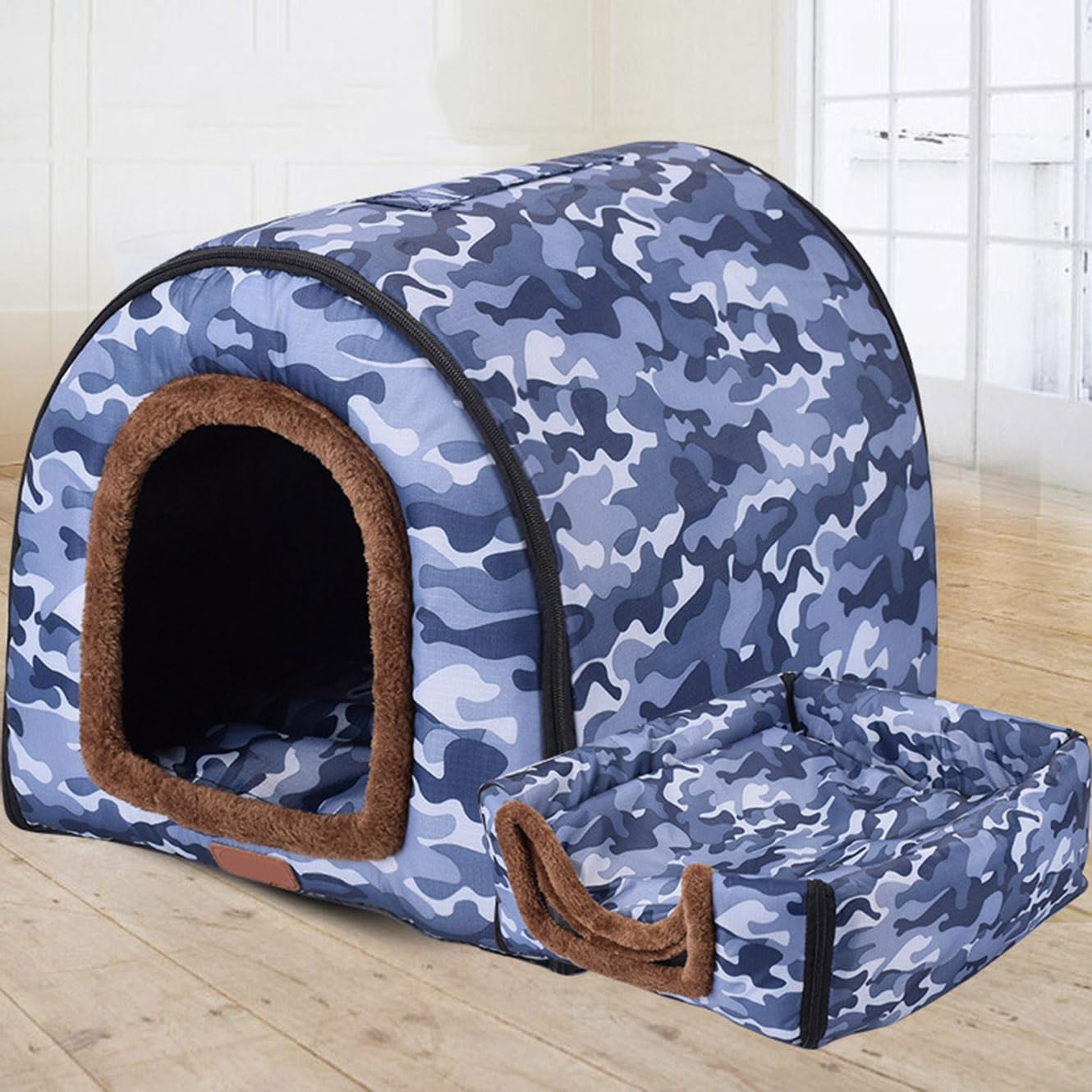 Rr tianshi Extra Large 2 In 1 Dog House Bed,Jumbo XL Pet Dog Bed Tent Anxiety Relief Calming Dog Kennel Cat Cave Igloo Winter Warm Pet Nest (S-35 * 32 * 28cm,F)