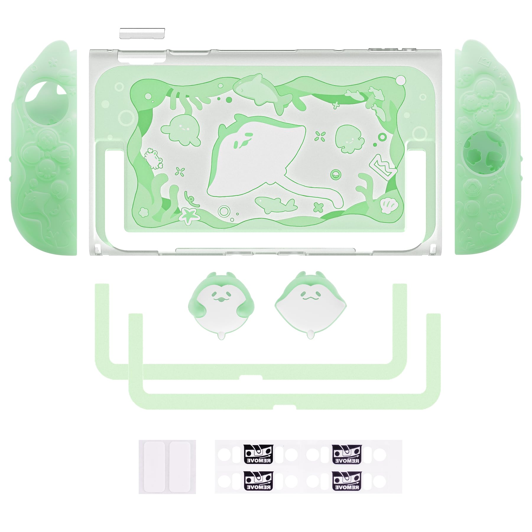 playvital Cover Dockable per Nintendo Switch 2, Custodia Grip Silicone per Joycon 2 &Copertura Console Protettiva Rigida &Copri Analogici Carini, Accessori per Switch 2, Ocean Whisper-Verde Pastello