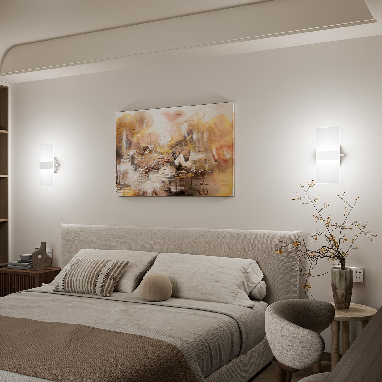 ChangM 2 Pezzi LED Lampada da Parete Interno 12W Può Regolare la Luminosità del 10% -100% Moderno Applique da Parete Interni Lampada a Muro in Acrilico,Bianco Freddo 6000K