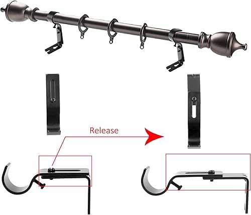 Miniatura 5 de Kare & Kind Soportes ajustables para barras de cortina  Negro  Juego de 3  Soportes extensibles  Uso para sostener barras de 1 pulgada para cortinas