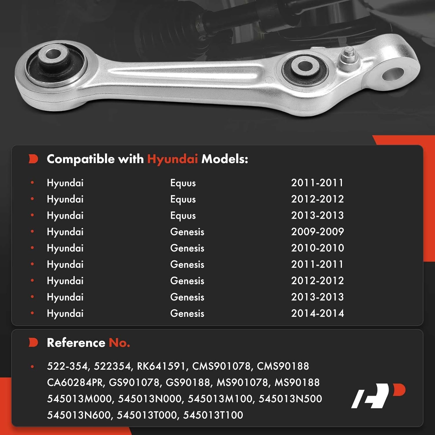 A-Premium Front Right Lower Control Arm, with Bushing, Compatible with Hyundai Genesis 2009-2014, Equus 2011-2013