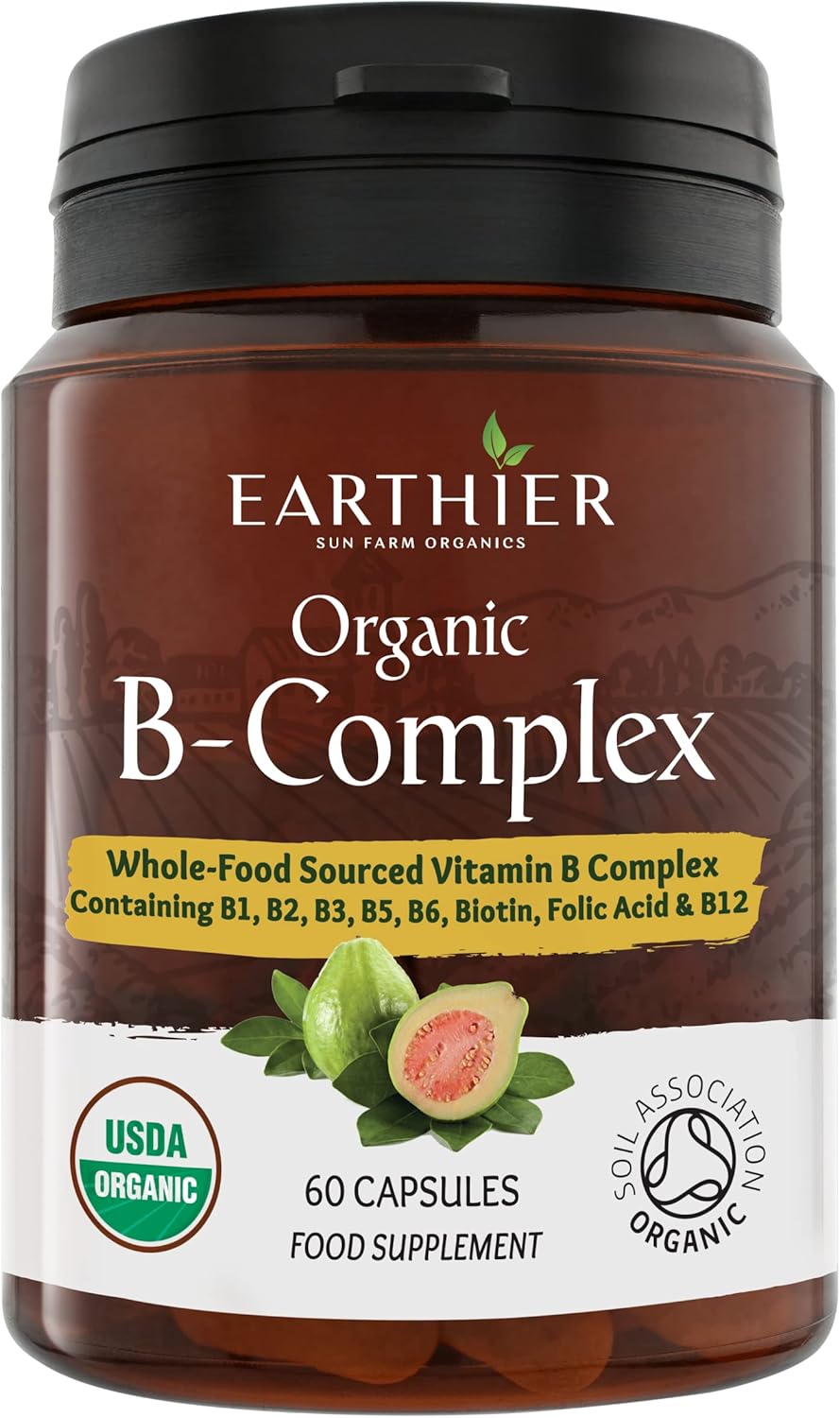 Organic Vitamin B Complex from Whole Foods – Blend of All 8 B Vitamins per Capsule – Vegan – 60 Capsules