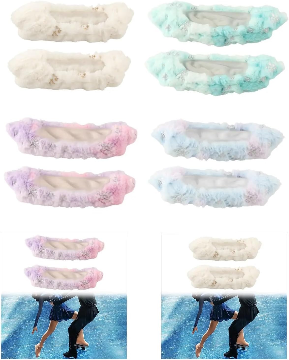 Figure Skate Boot Covers Ice Skate Blade Covers, Flannel Guards Protector for Men Women Skates Hockey Adults Figure