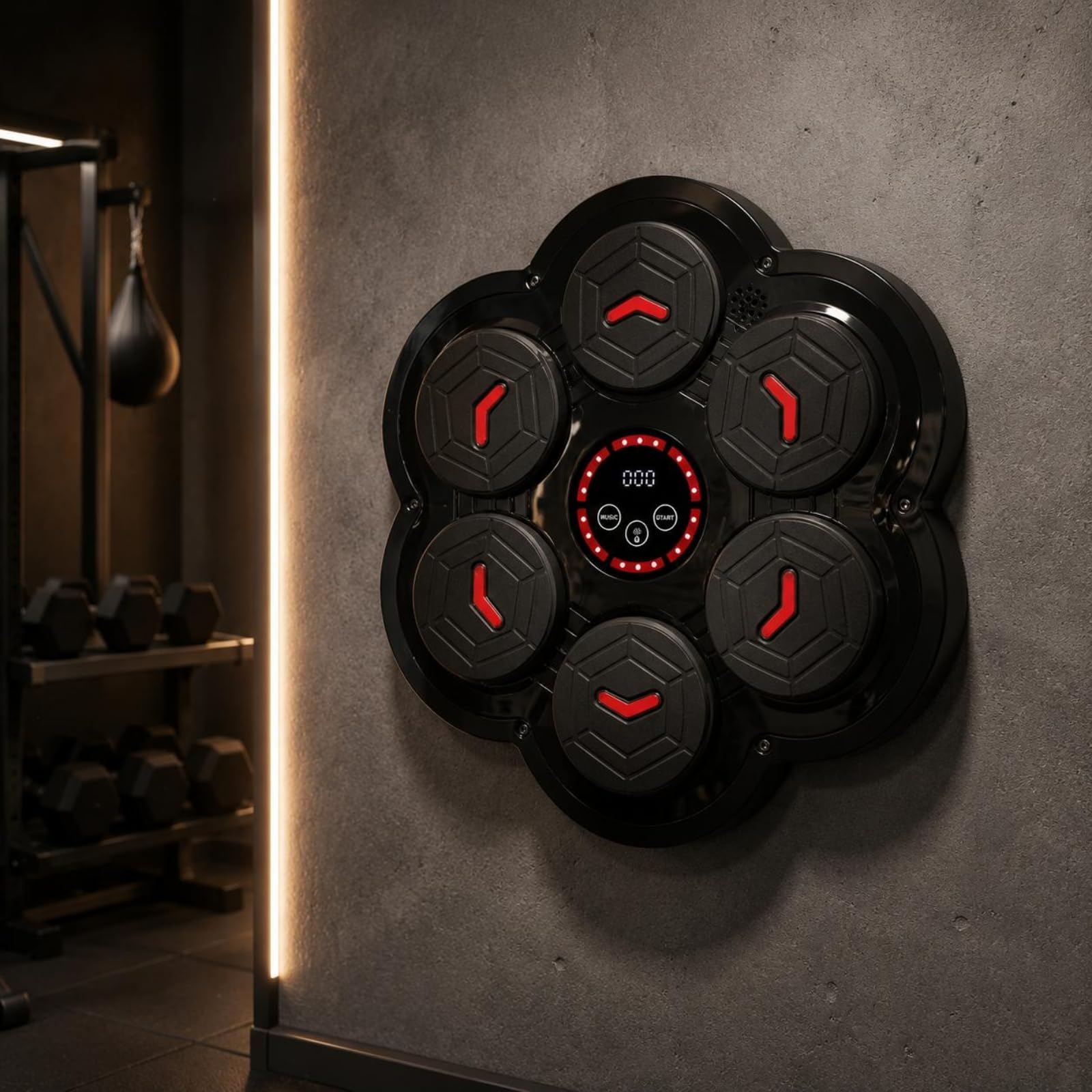 Gralara Music Boxing Bersaglio da Parete Pugno Pad Luminose Reattive Connessione Musica Materiale Adatto per Allenamento a Casa, Blu, Blu Zaffiro Musicale Da Boxe